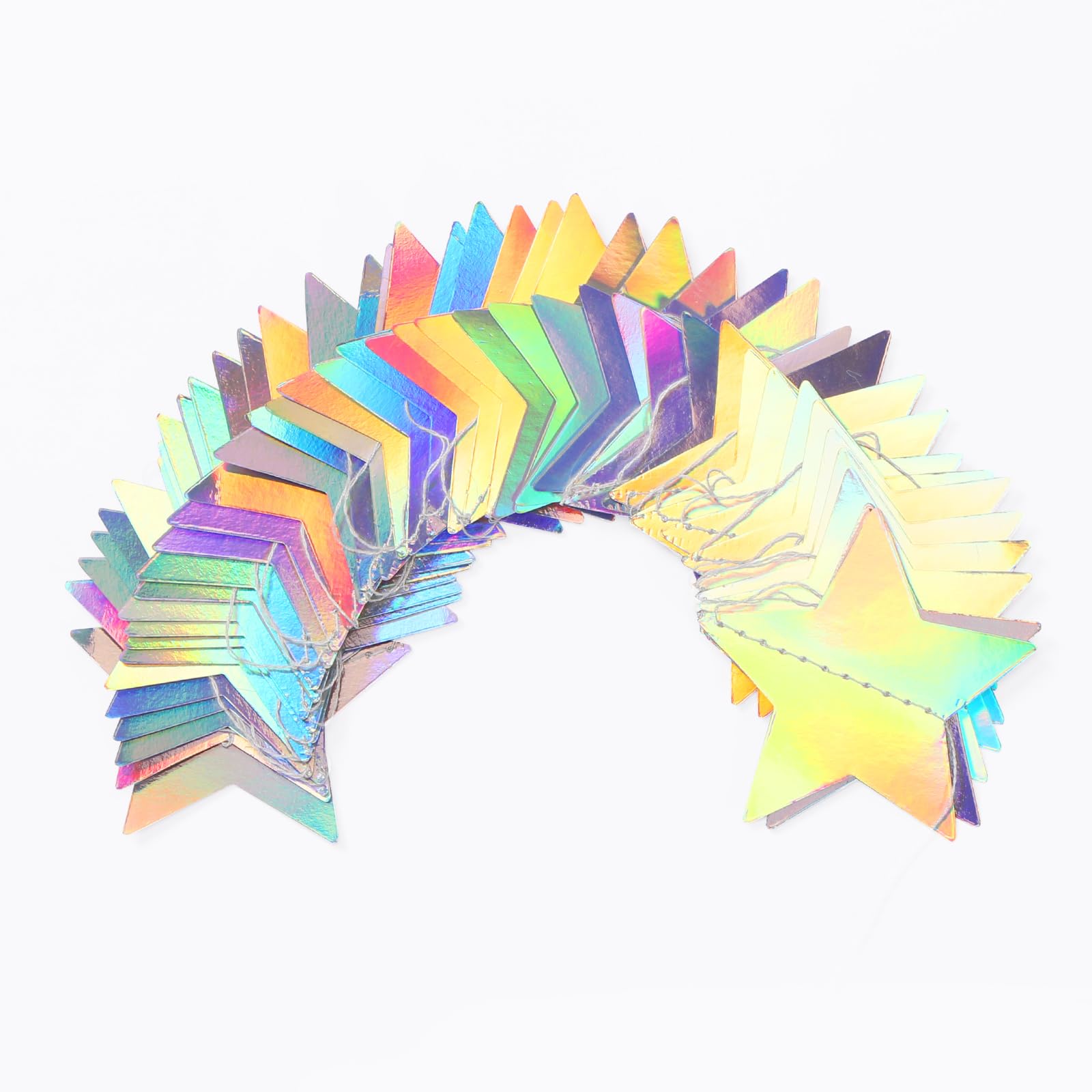 Iridescent Disco-Holographic Party-Decorations Christmas Garland - 62Ft Twinkle Little Star Streamers Hanging Banner,Wedding Bir