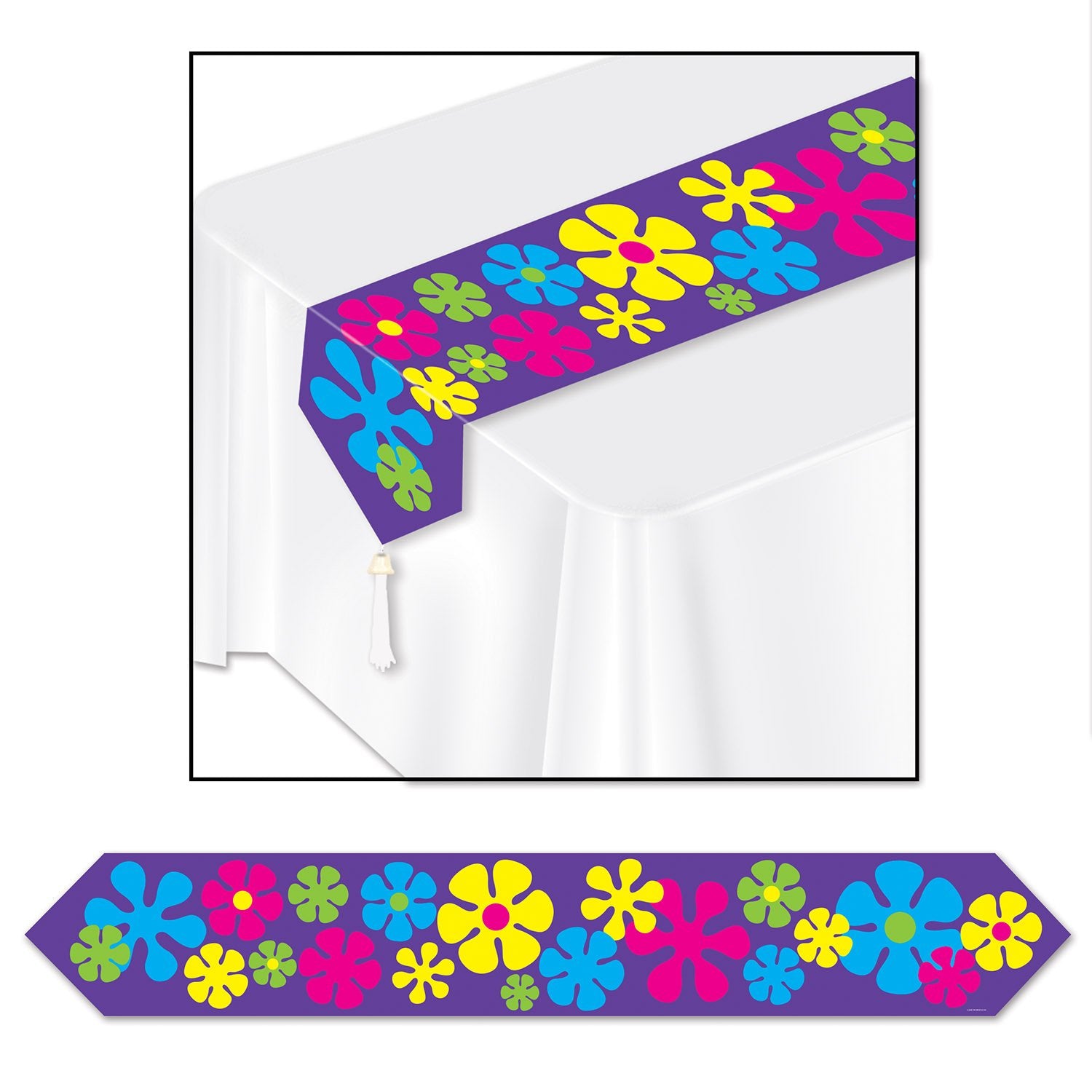 Printed Retro Flowers Table Runner