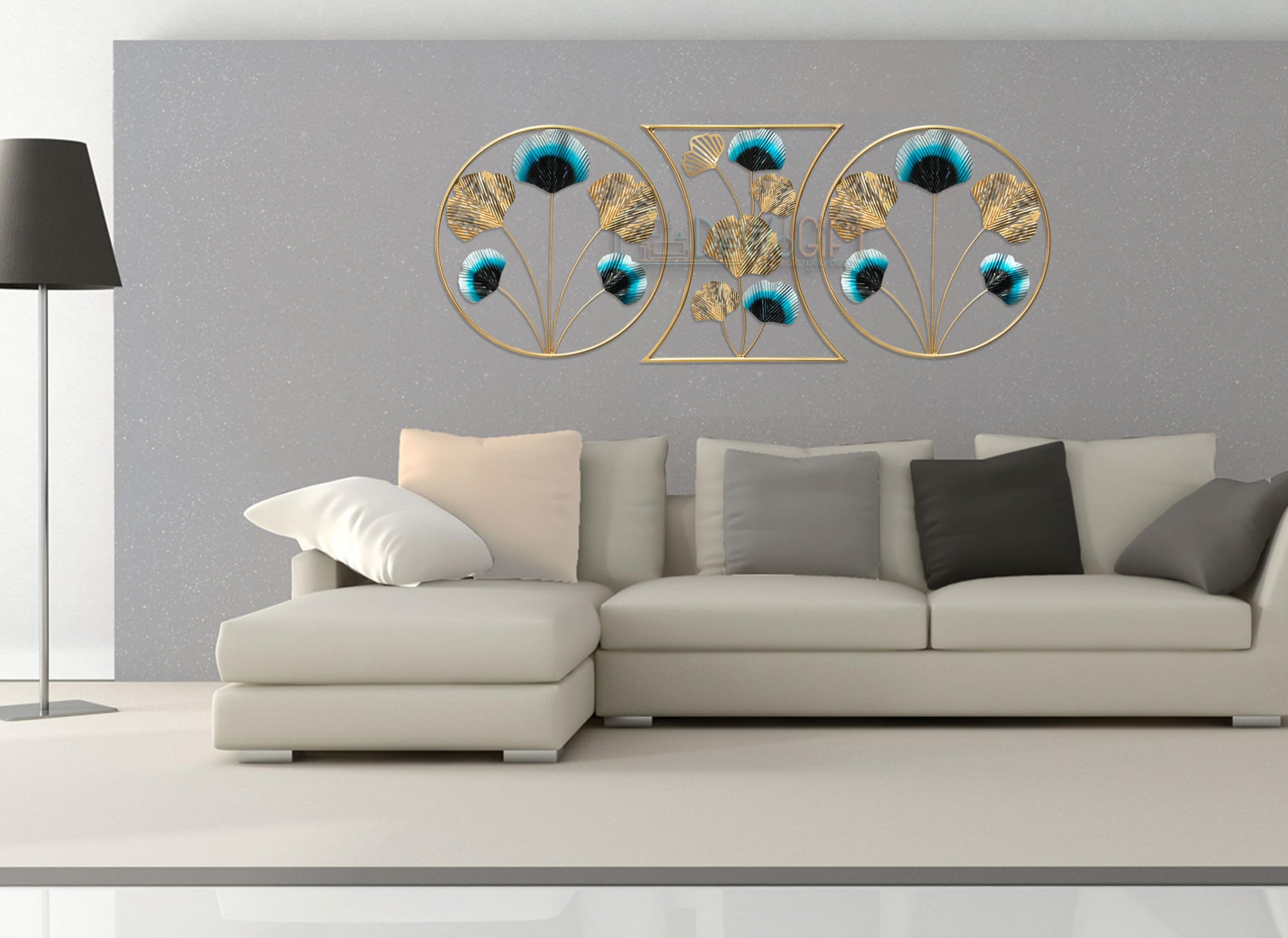 Dewogift Metal Wall Decor | Geometric Pattern Gingko Leaf Metal Wall Art | Metal Wall Decor For Living Room | Office Wall Decor 