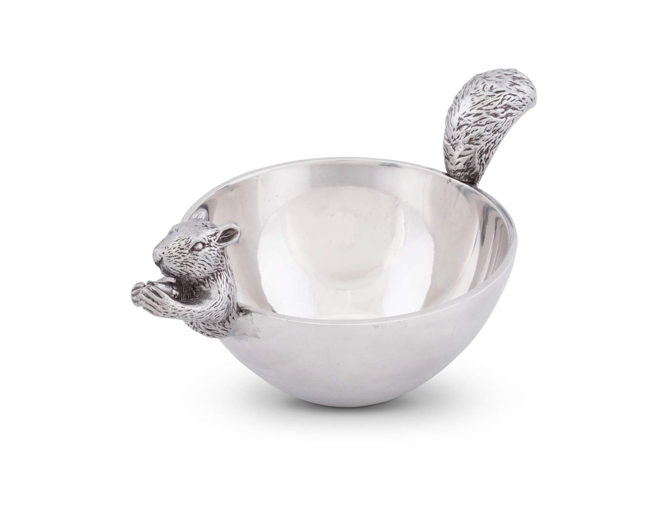 Arthur Court Designs Aluminum Small Squirrel Head And Tail Nut Bowl 9 Inch Diameter