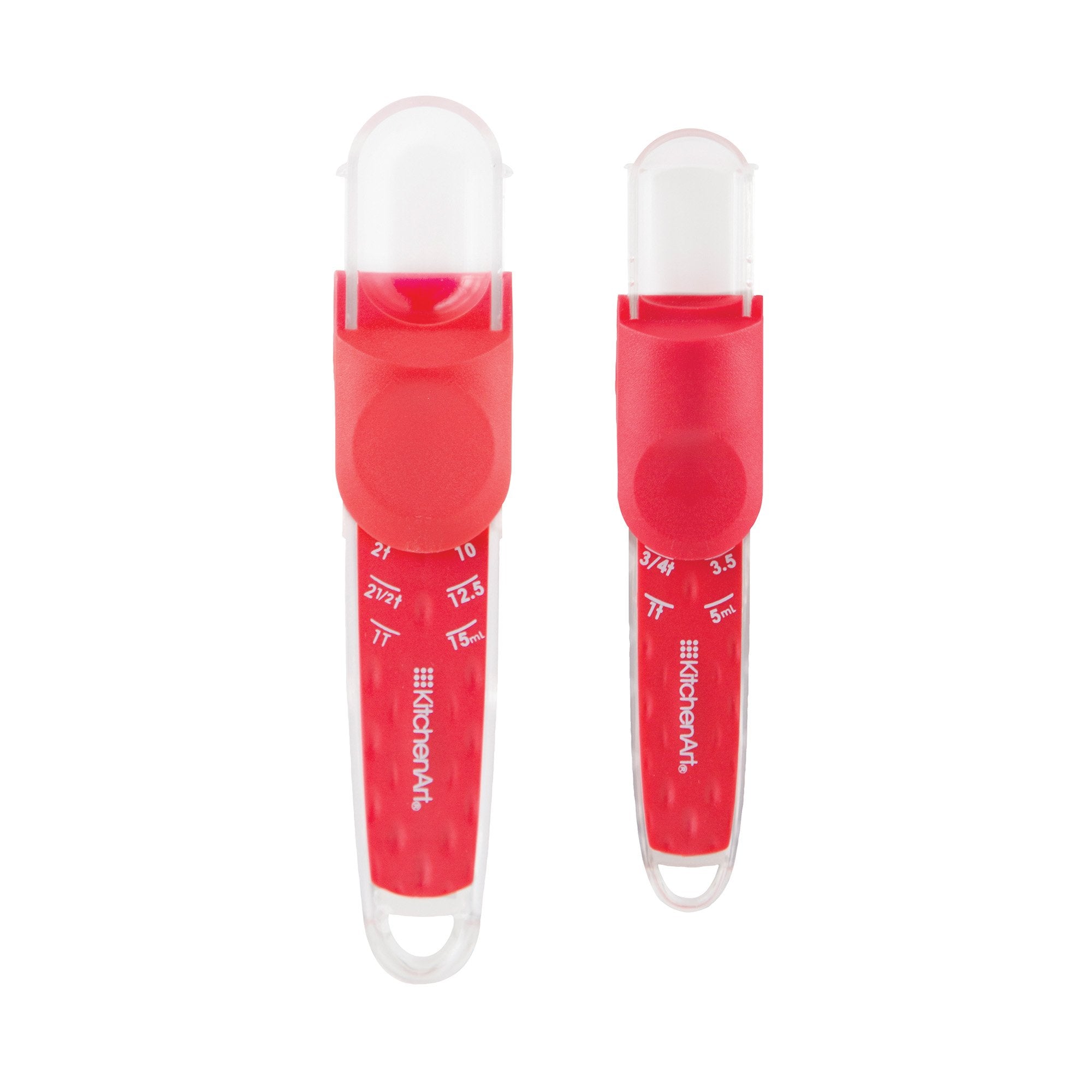 Kitchenart Adjust-A-Tablespoon And Adjust-A-Teaspoon Set, Plastic, 2-Piece, Red, 1 X 5.5 X 9.25 Inches