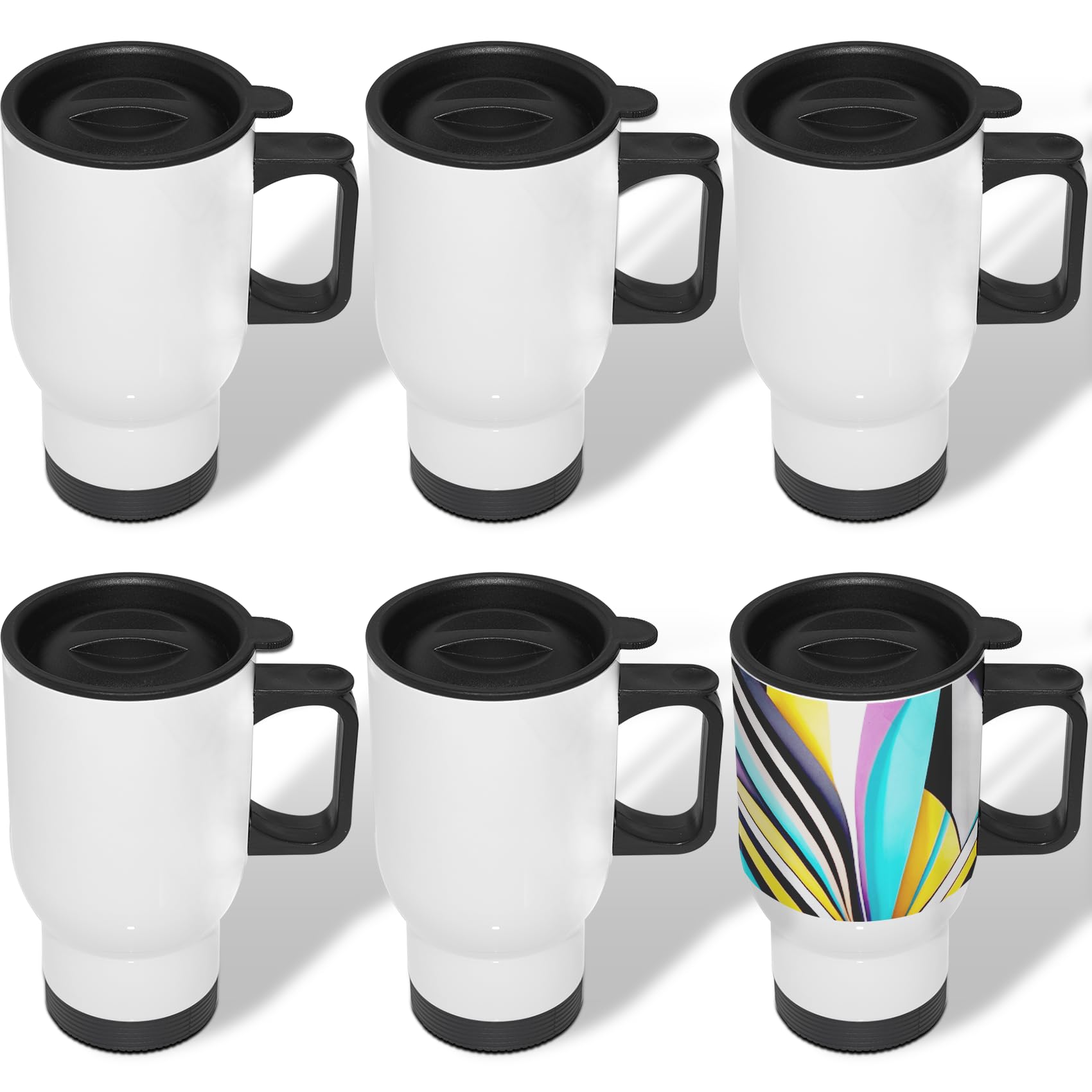 MR.R 6 PCS Sublimation Blanks 15oz Tumbler Double Wall Vacuum Insulated Water Bottle Stainless steel Travel Car Mug with Lid,450