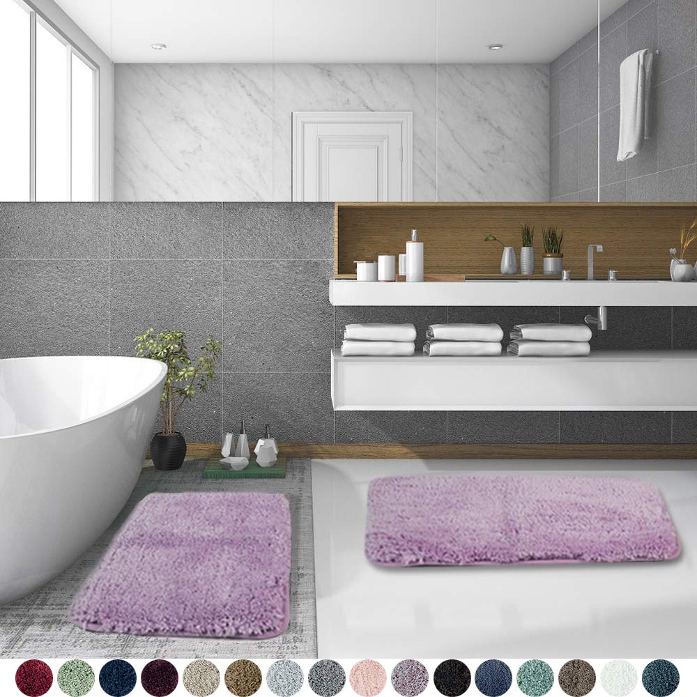 Walensee Shaggy 2 Piece Bath Rug Set, (20 X 32, 2 Pack Set, Lavender) Bathroom Rug Set Bath Mats For Bathroom Machine Wash/Dry A