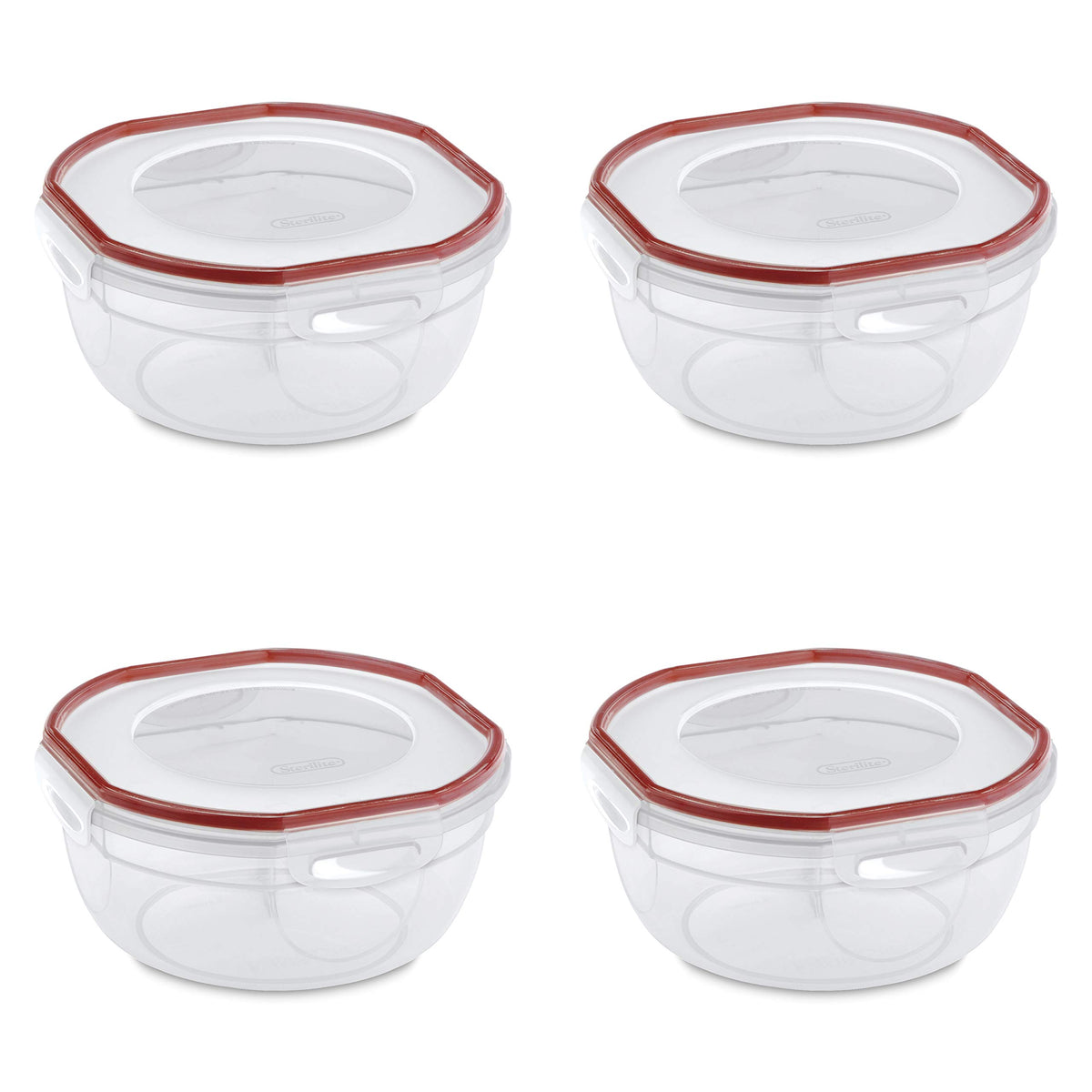 Sterilite Ultra-Seal 2.5 Qt Bowl, Airtight Food Storage Container, Plastic, Latching Lid, Microwave And Dishwasher Safe, Clear W