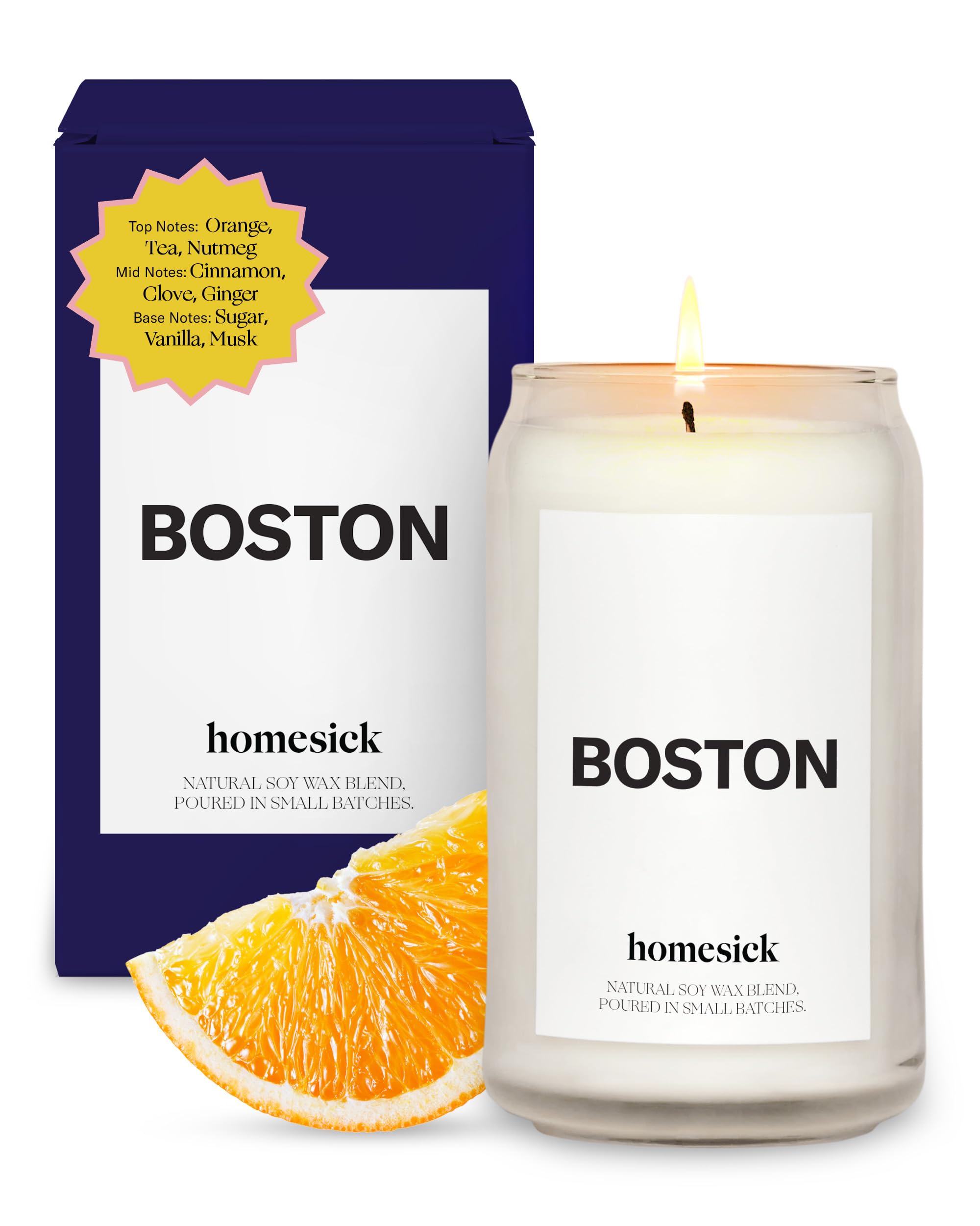 Homesick Scented Candles for Home (Boston) - 13.75 oz Long-Lasting Soy Wax Jar Candle for Women & Men for All Occasions, 60-80 H