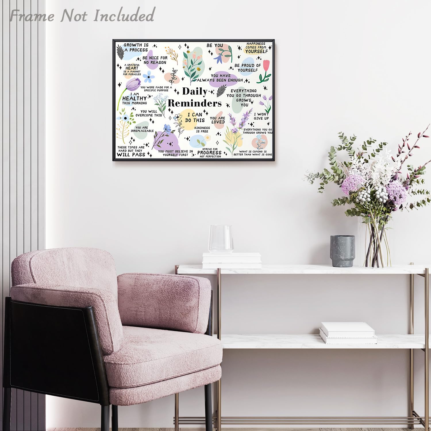 Motivational Daily Reminder Wall Art Poster Positive Affirmations Prints, Inspirational Quotes Wall Poster For Classroom Office