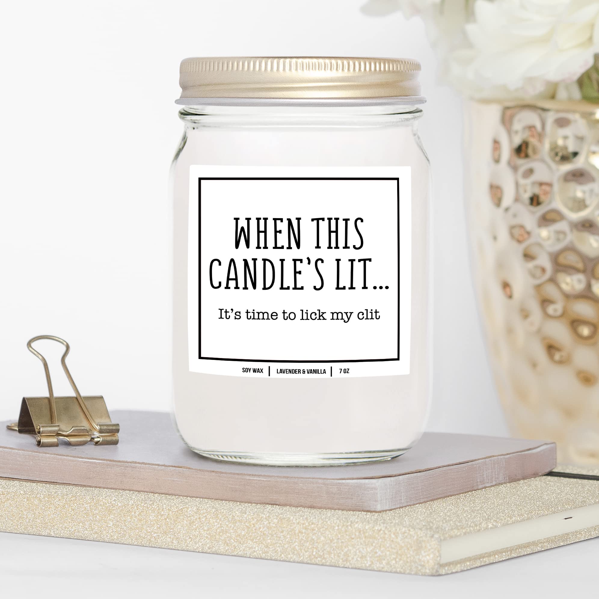 YouNique Designs When This Candle is Lit Its Time to Lick, 7 Ounces, Candles for Romantic Night, Naughty Candles for Him, Mens C