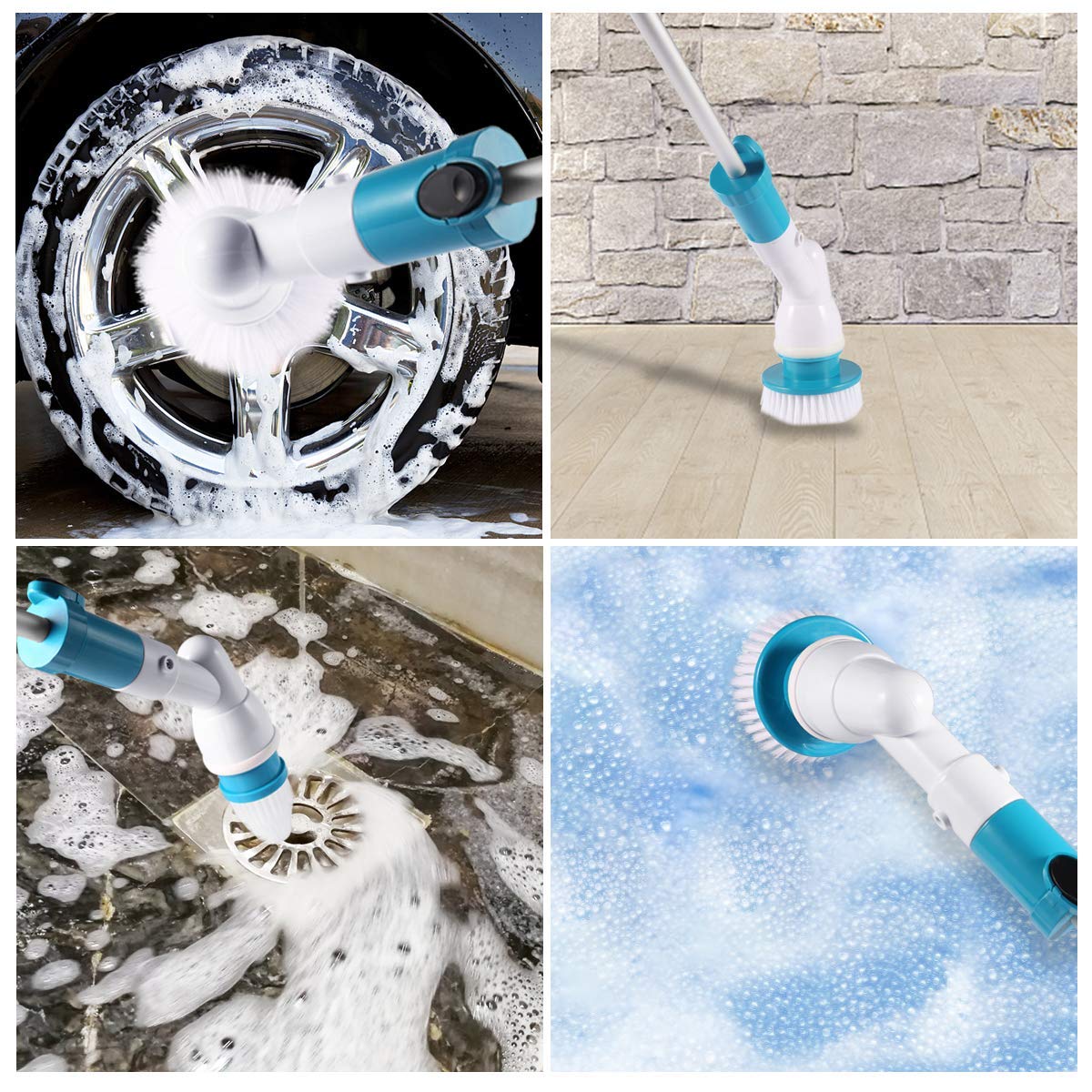 Replacement Brush Heads For Hurricane Spin Scrubber With Multi-Function Set Of 3(Flat,Dome,Corner)And Adapter For Bathroom, Floo