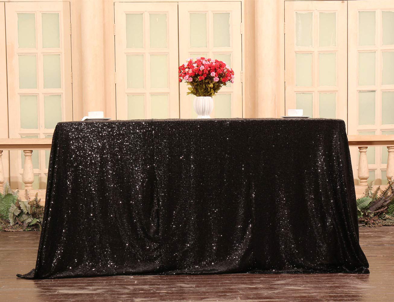 Squarepie Sequin Tablecloth 60 X 120 Inch Black Sparkly Table Linen For Wedding Party
