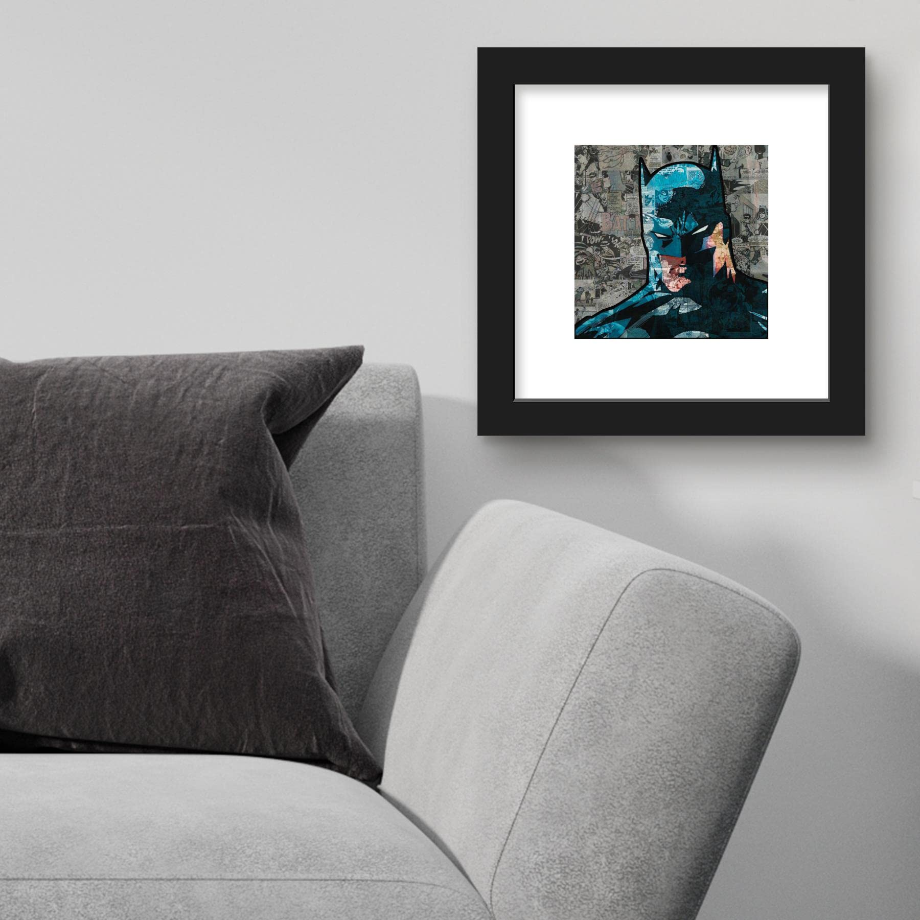 Trends International Gallery Pops Dc Comics - Batman Headshot Collage Wall Art Wall Poster, 12.00'' X 12.00'', Black Frame Versi