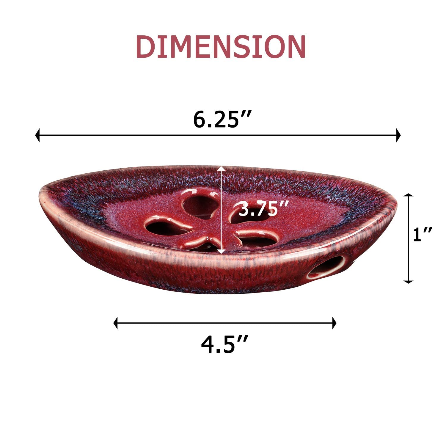 Lungmongkol Shop Ceramic Soap Dish With Self Draining Tray For Bar Soap, Bathroom, Kitchen (Purple)