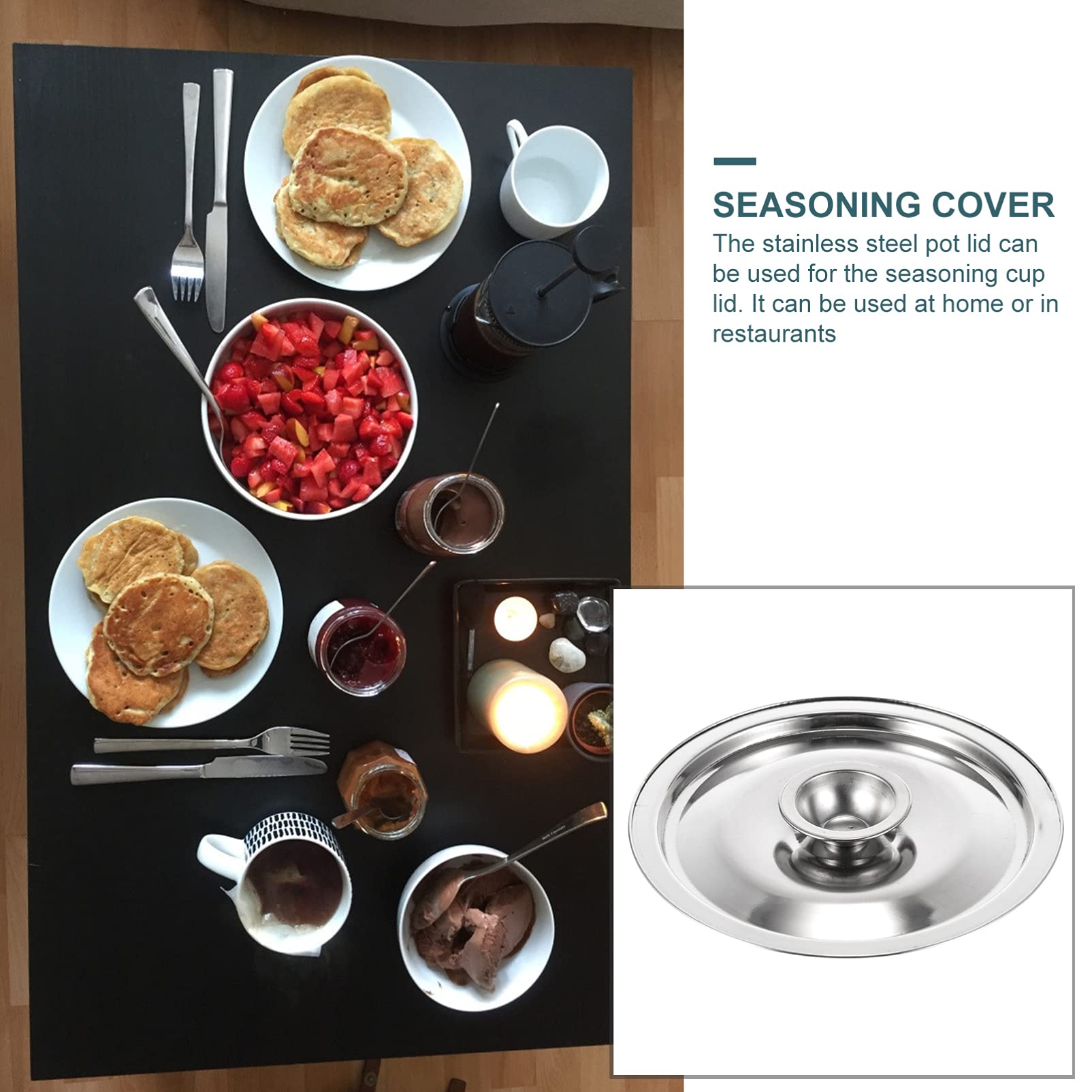 1Pc Stainless Steel Cylinder Head Kitchen Gadget Sturdy Seasoning Pot Cover Seasoning Pot Lid Cup Cover Stainless Steel Seasonin