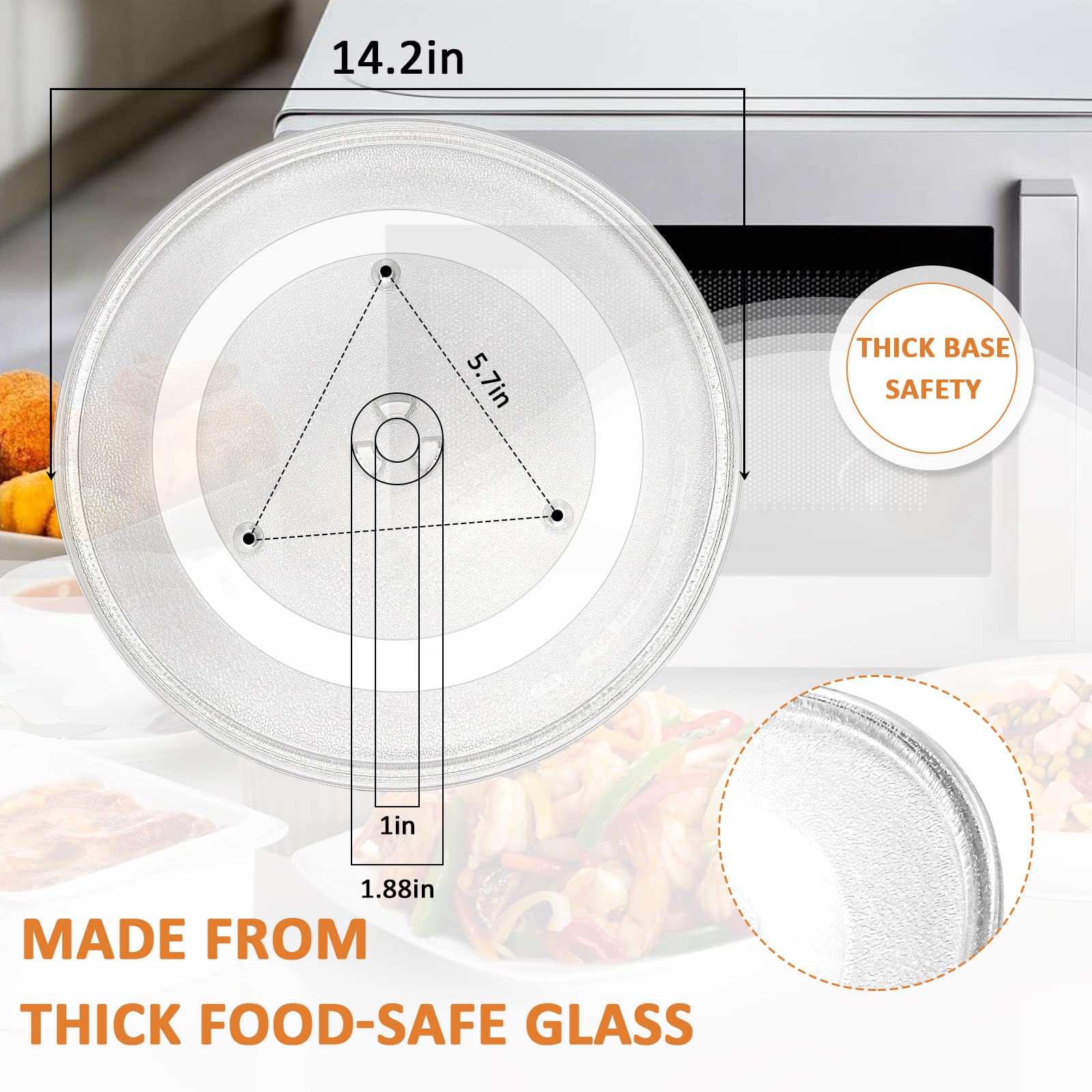 14 1/8 Inch Microwave Glass Turntable Plate Replacement For G.E Sam-Sung Microwave Oven Replaces Wb49X10063 De74-20002B Wb39X100