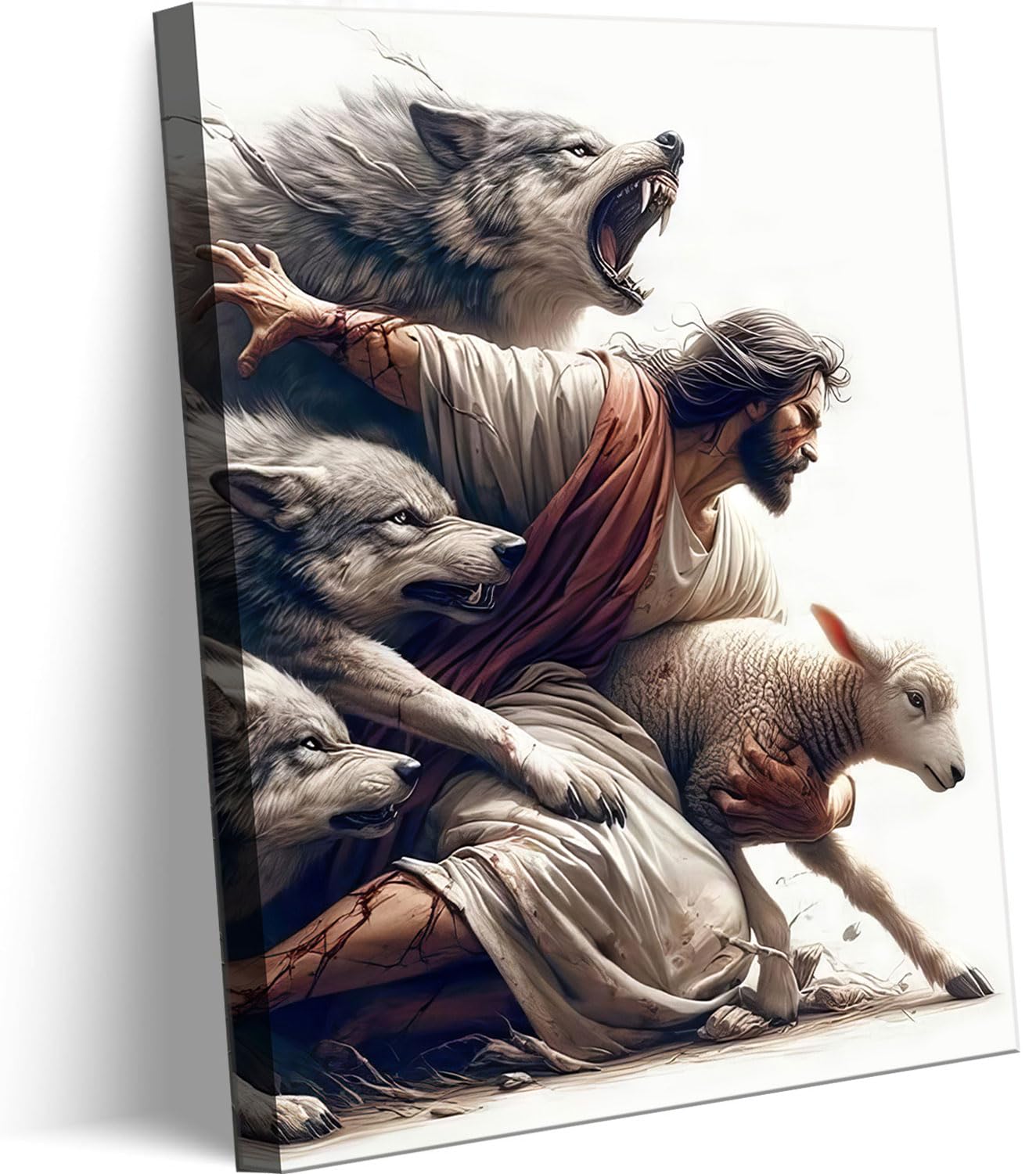 Jesus And Lamb Canvas Wall Art Jesus Christian Shepherds Save The Lamb Pictures Wall Decor Jesus Leaves The 99 Sheep Posters Pri