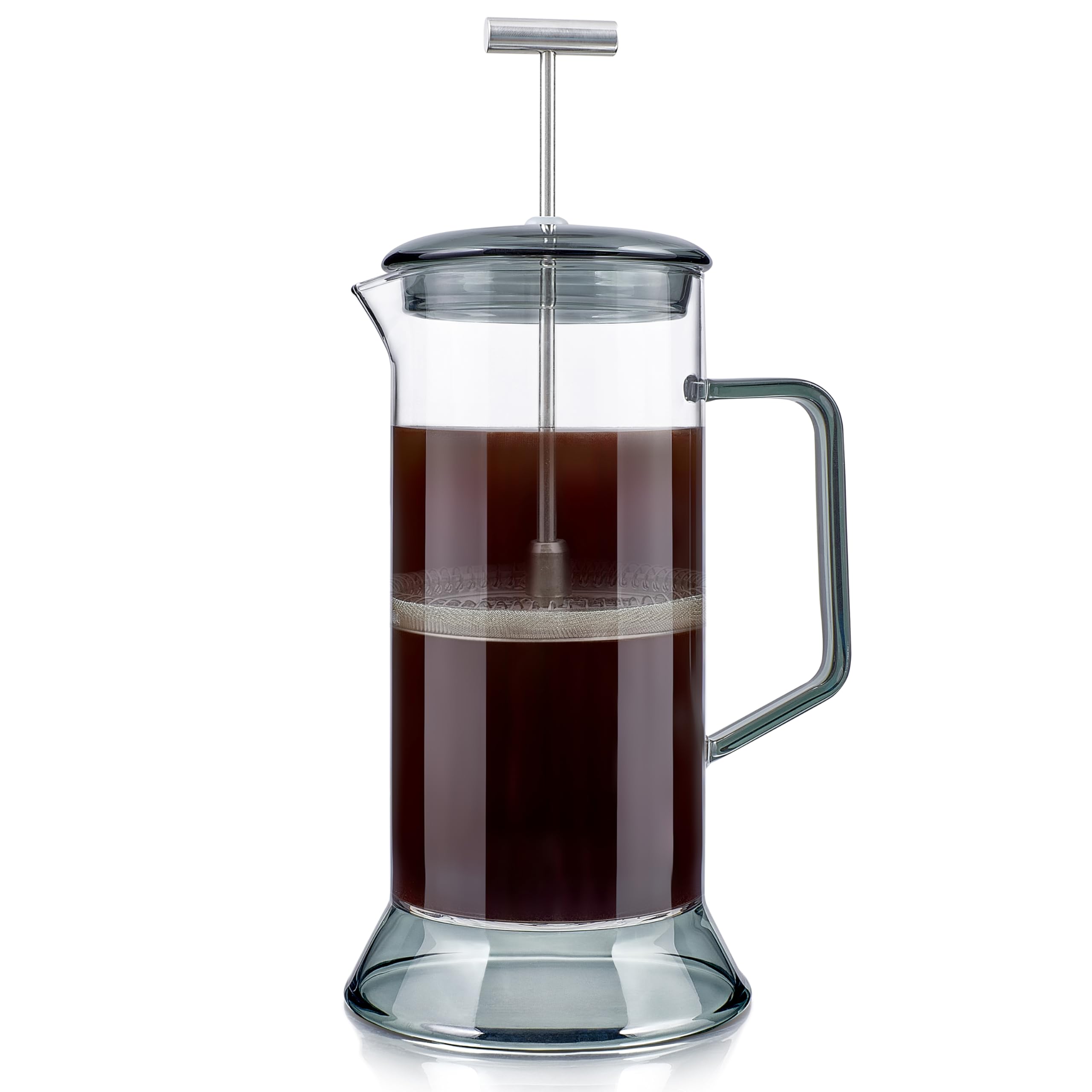 Teabloom Toulouse Plastic-Free Heatproof Borosilicate Glass French Press For Tea And Coffee, 24-Ounce (700 Ml) - Dusk Grey