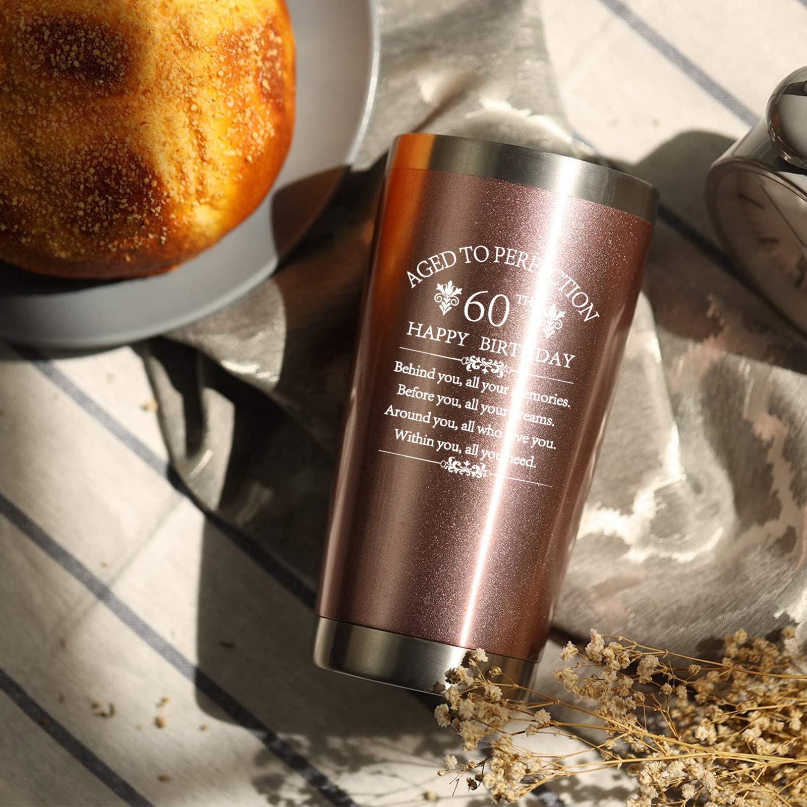 Cofoza 1963 Inspiration 60Th Birthday Gift For Man Woman 20 Ounce Double Wall Insulted Rose Gold Stainless Steel Tumbler 60 Year