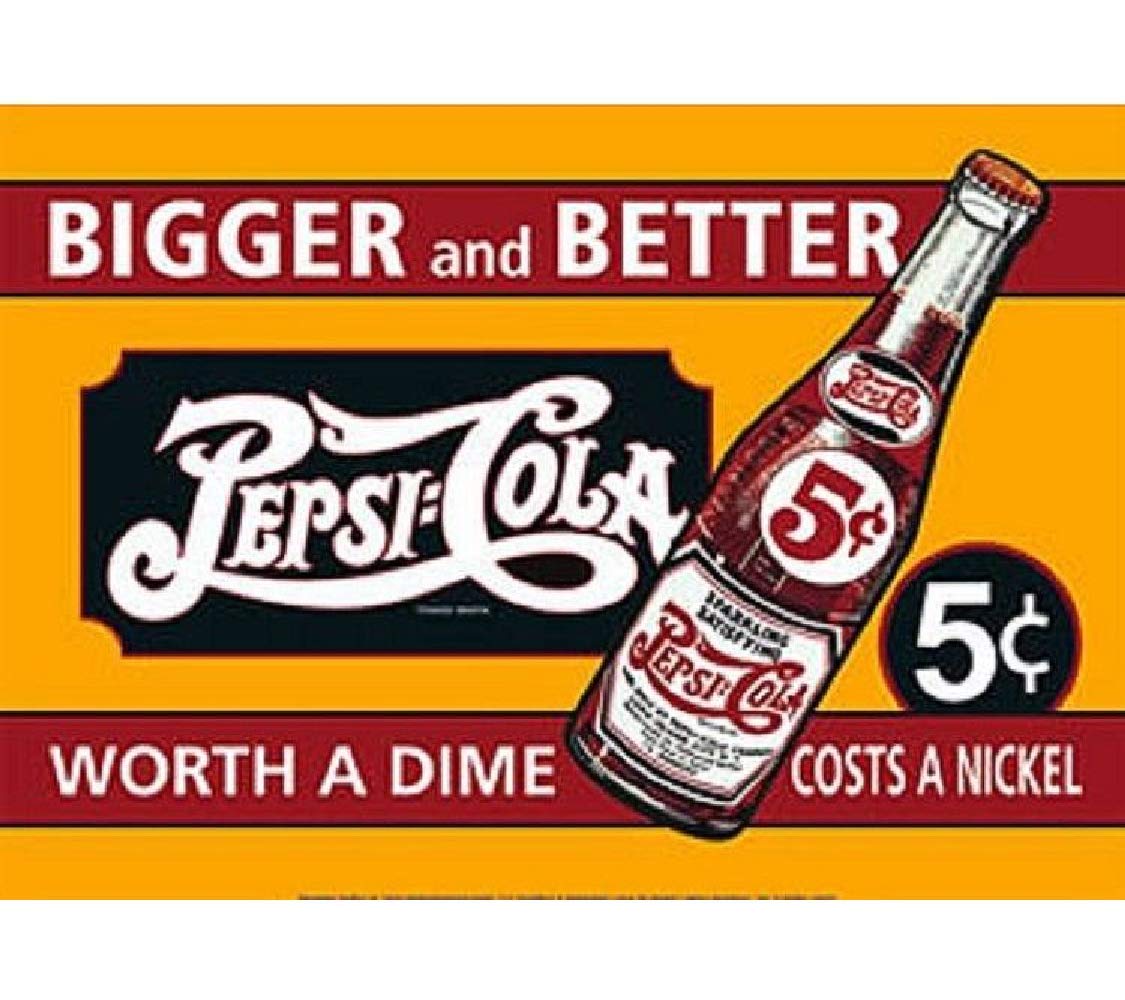 Signs 4 Fun SIG407 Pepsi Big/Better Horz YLW Metal Sign, Red
