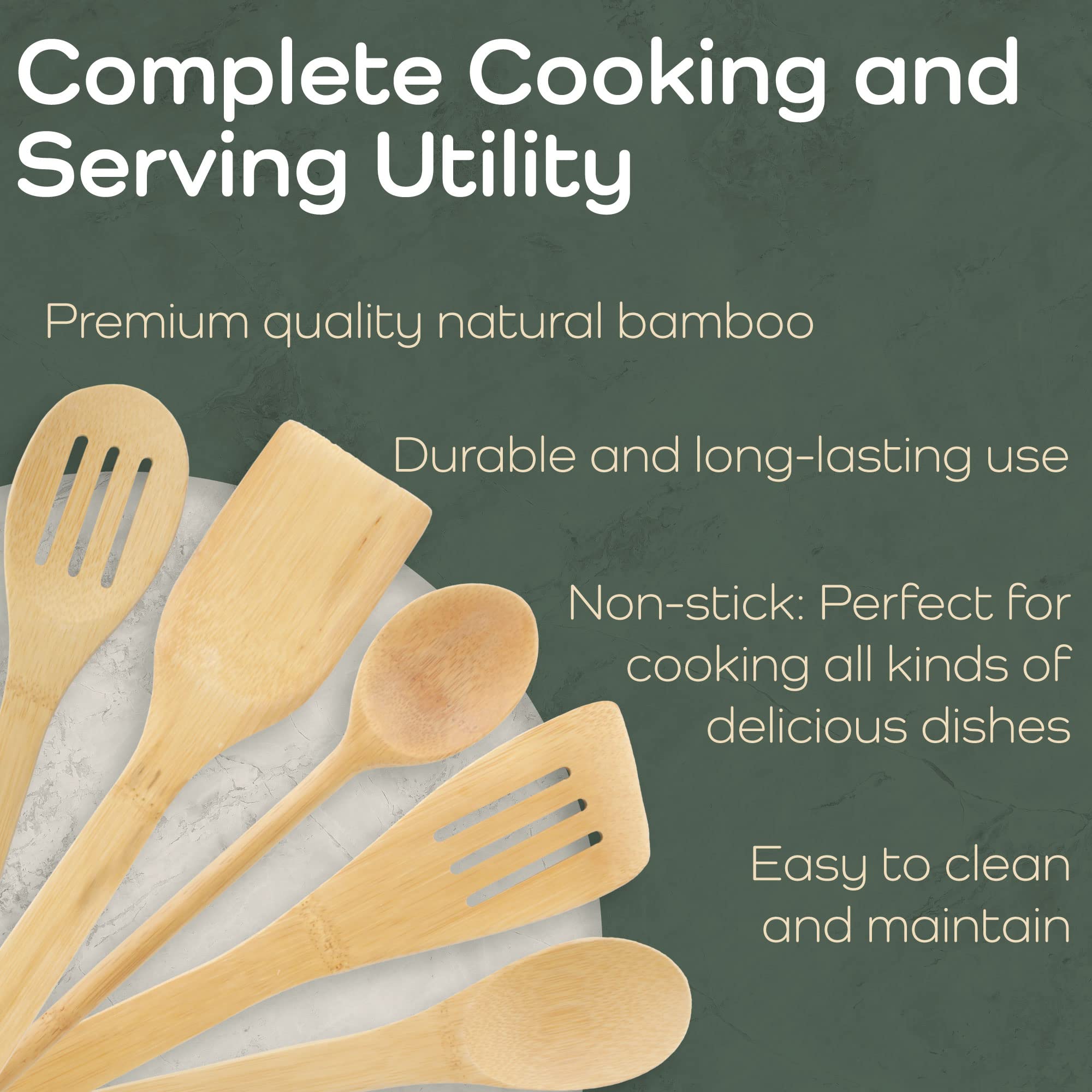 Bamboo Serving/Cooking Utensils - B20 - Curved Spatula/Paddle With Hole - 5 Pieces