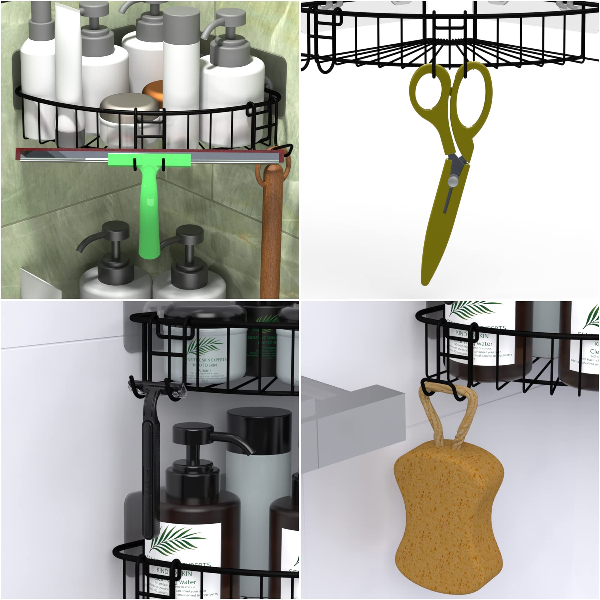 Starich Black Shower Caddy Hooks, Razor Hooks For Shower, Razor Hanger For Shower, Shower Caddy With Hooks, Shower Hooks For Loo