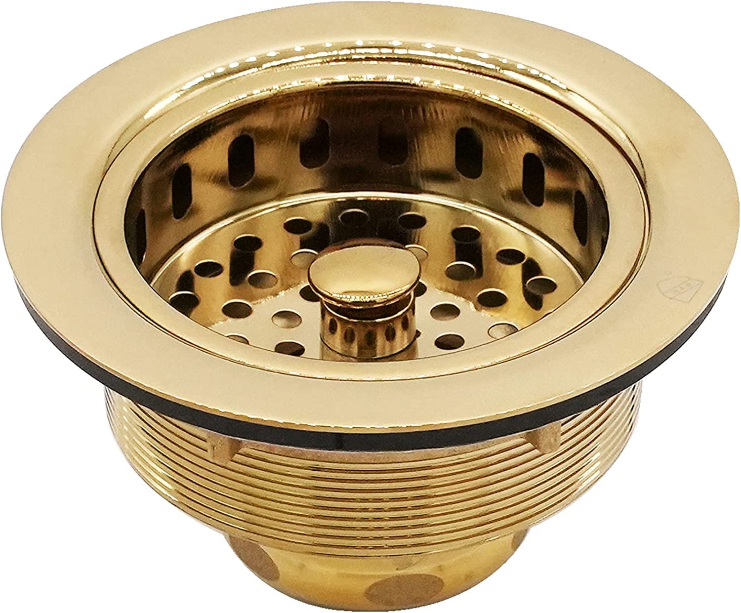 Westbrass A2165-01 4-1/4'' Od Post Style Large Kitchen Basket Strainer With Waste Disposal Flange And Stopper Drain Set, 1-Pack,