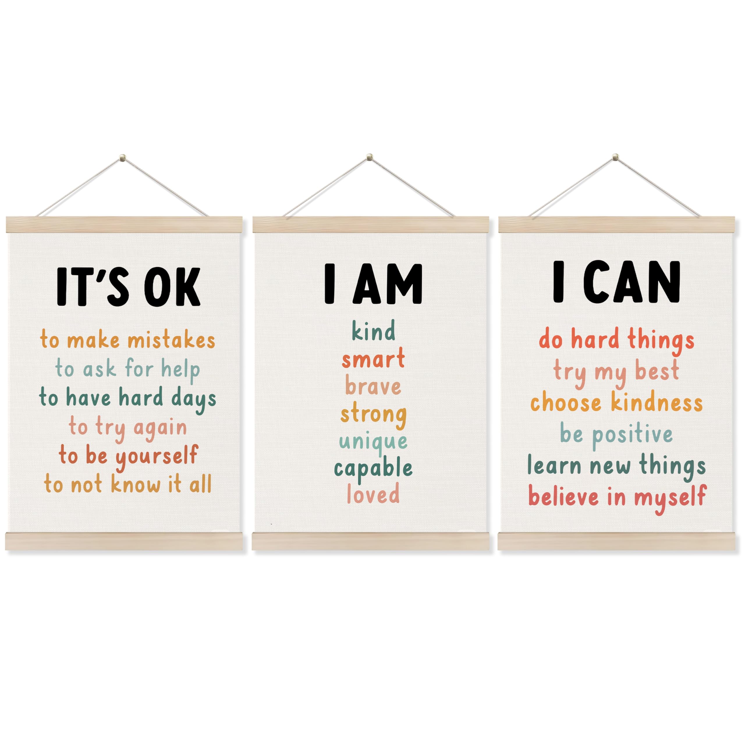 Koesus Inspirational Classroom Wall Art Poster Hanger Frame 12X16 Inch Set Of 3, Positive Affirmations For Kids, Motivational Ca