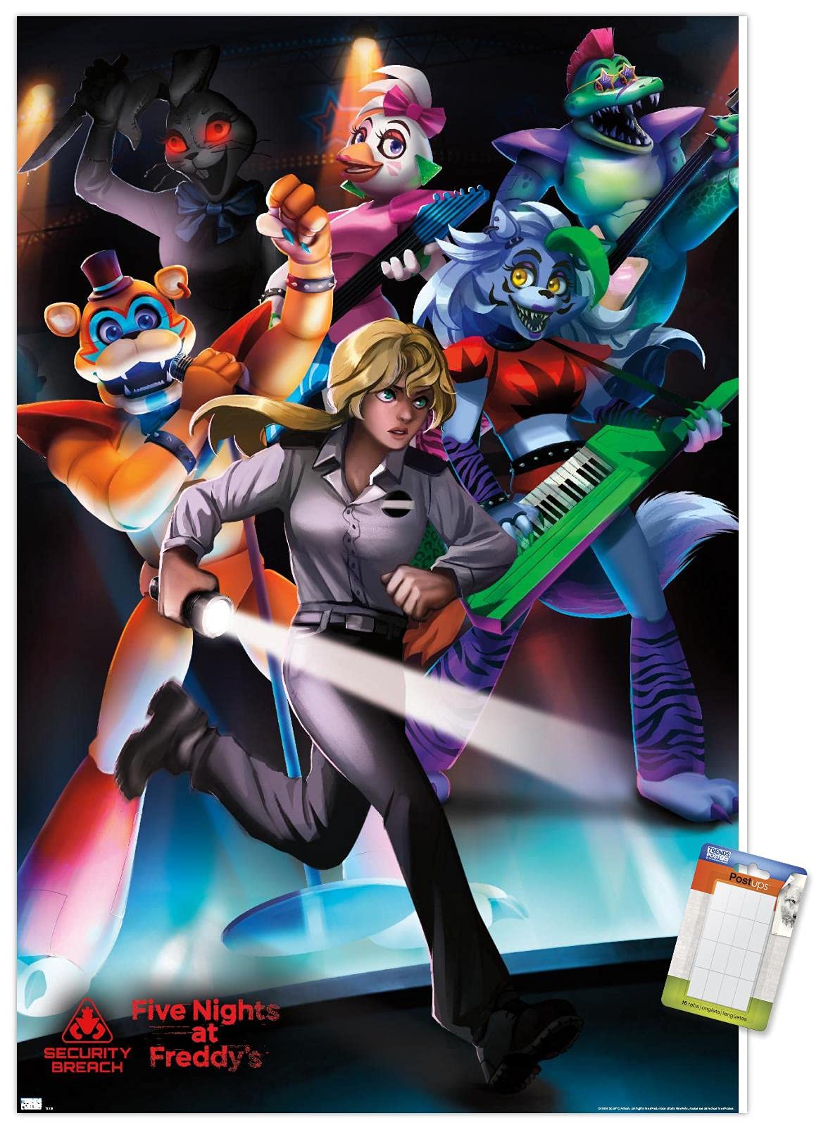 Trends International Five Nights At Freddy'S: Security Breach - Group Wall Poster, 22.375'' X 34'', Poster & Mount Bundle