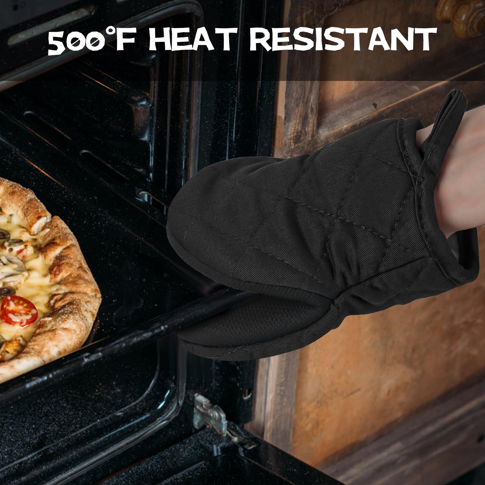 Oven Mitts And Pot Holders Set, Pack Of 4, Heat Resistant Silicone Kitchen Mini Oven Mittens For 500 Degrees, Mini Oven Gloves A
