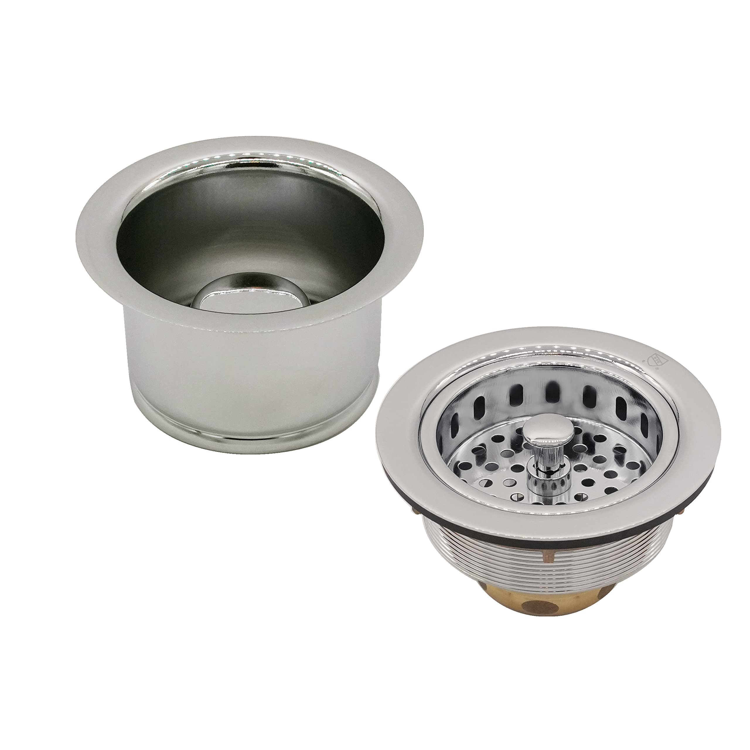 Westbrass Co2196-05 Combo Pack 3-1/2'' Post Style Large Basket Strainer And Extra-Deep Collar Kitchen Sink Waste Disposal Flange