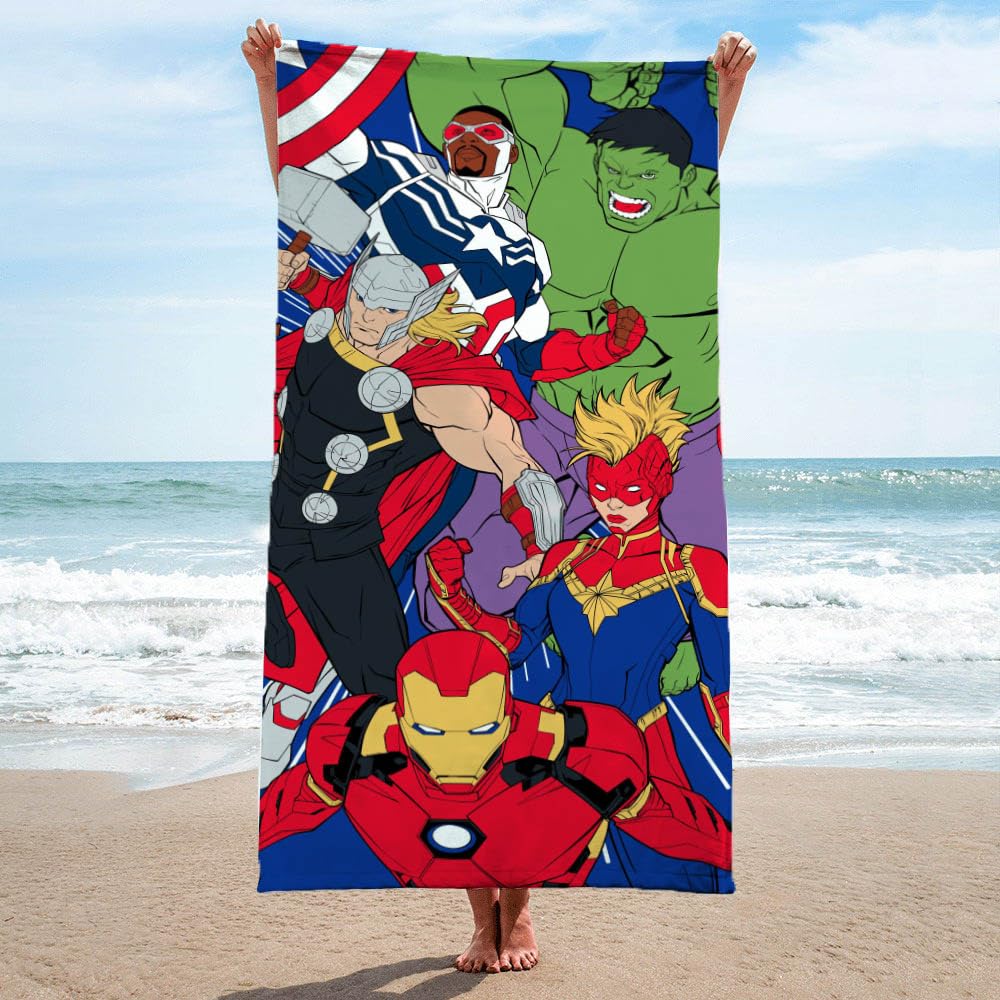 Jay Franco Marvel Avengers Kids Bath Pool Beach Towel - Super Soft & Absorbent 100% Cotton Towel  Measures 28 x 58 Features Hulk  Thor & Iron Man