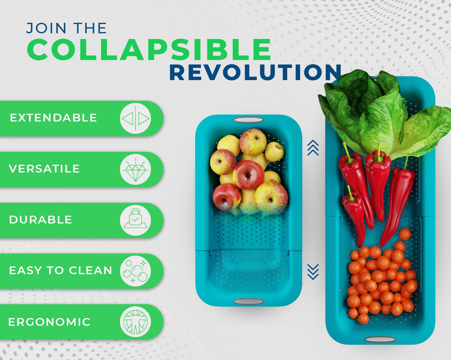Over The Sink Colander By Comfify - Sleek & Modern Strainer For Kitchen - Use With Pasta, Veggies, Grains, Rice & Berry And Frui