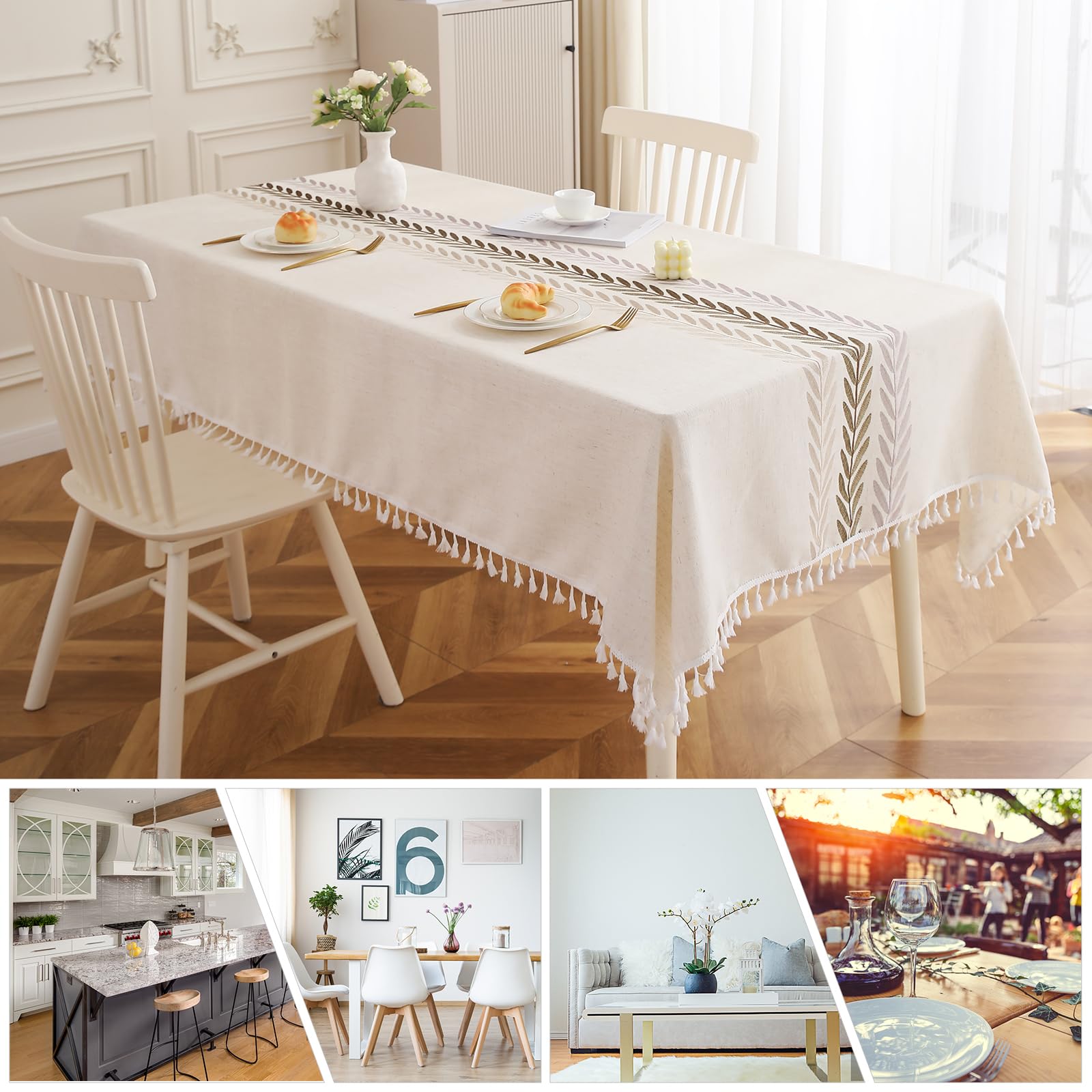 Deep Dream Tablecloths For Rectangle Tables, Cotton Linen Table Cloth, Waterproof Farmhouse Table Cloth, Washable Table Cover Wi