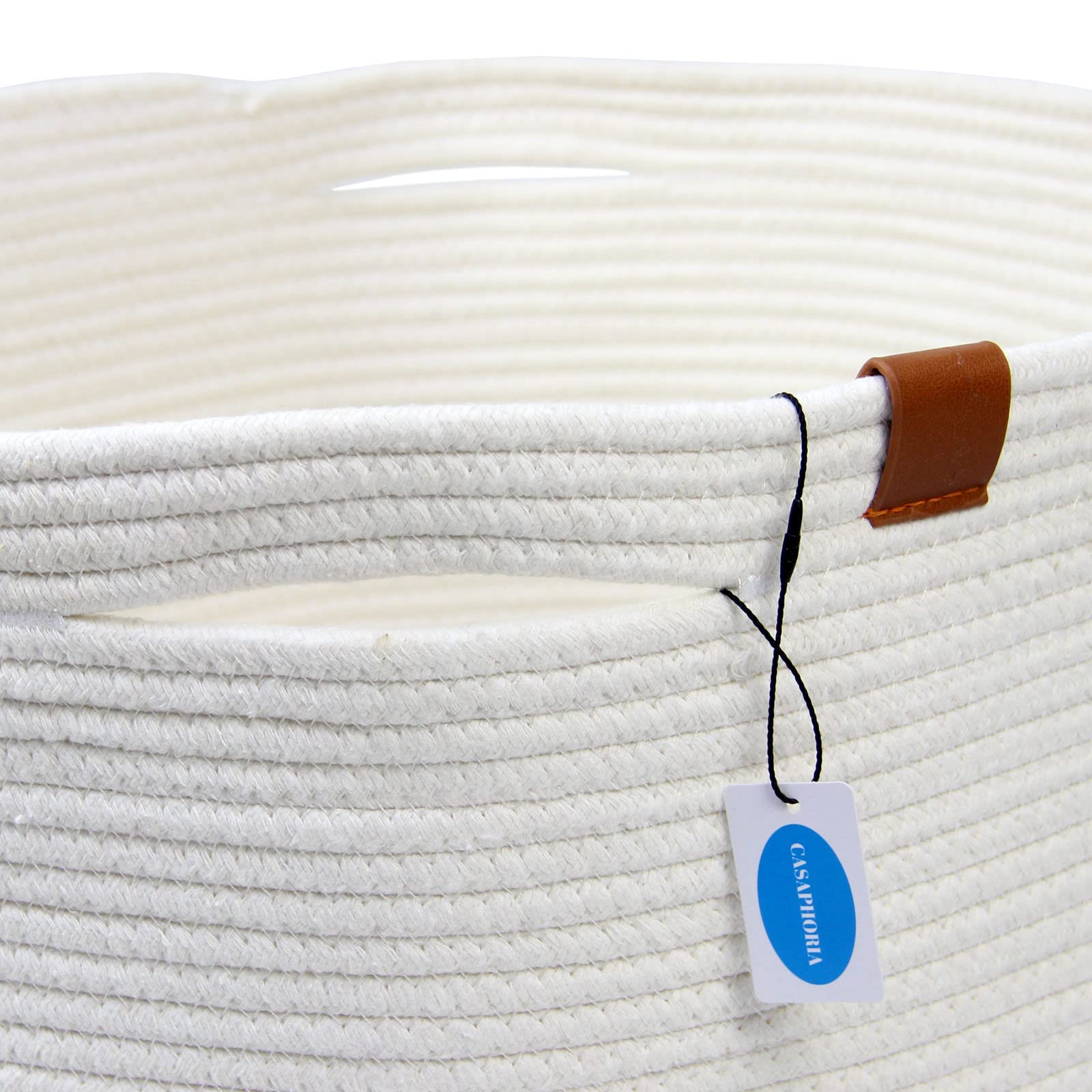 Casaphoria XXXLarge Cotton Rope Basket - Cream White Woven Storage for Blankets, Towels, Pillows | 21" x 21" x 13.8"