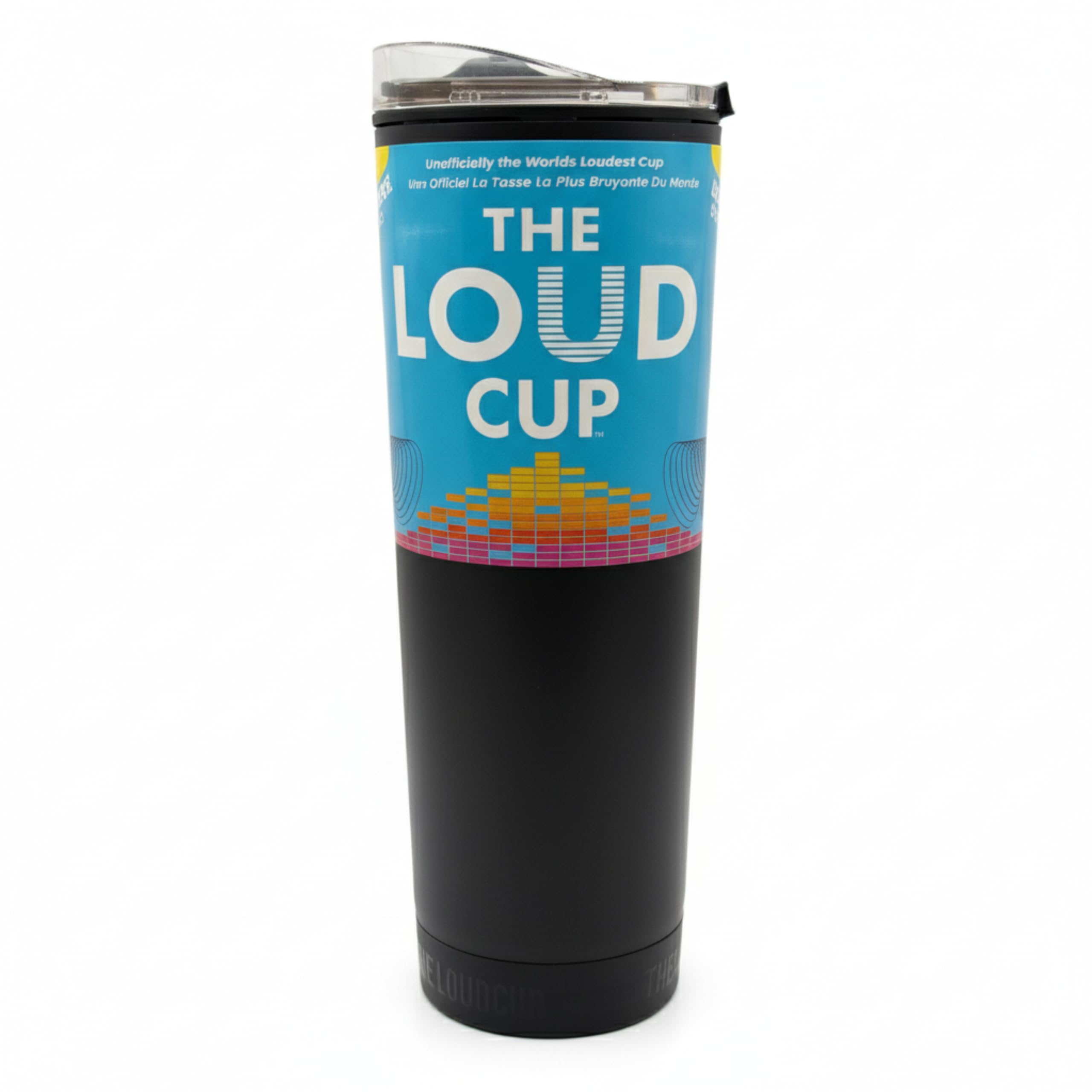 The LoudCup 23oz Reusable Water Bottle (Jet Black) | Sports Fan Cup, Football & Soccer Match Day Noise Maker, Travel Mug & Water