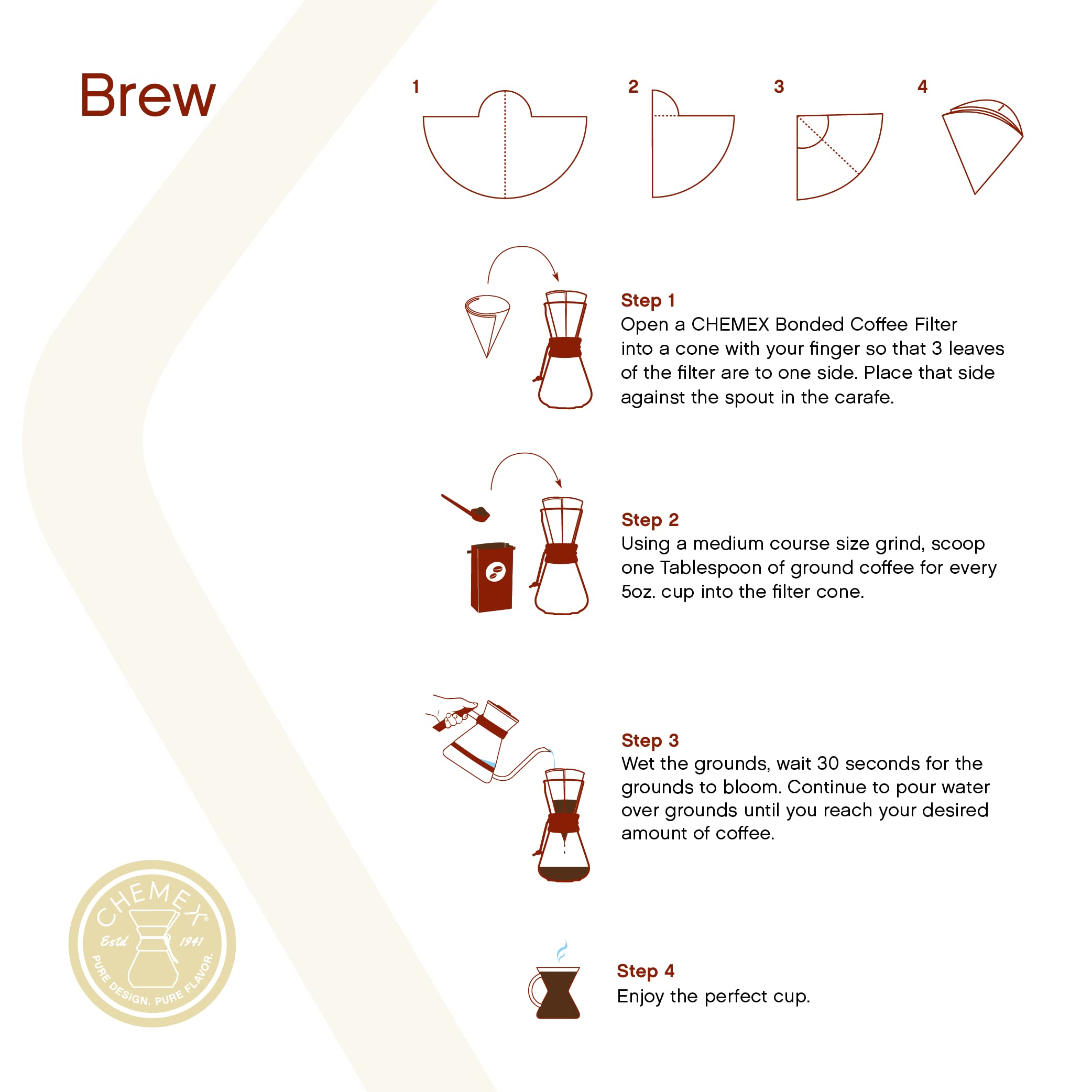 Chemex Bonded Filter - Half Moon - 100 Ct