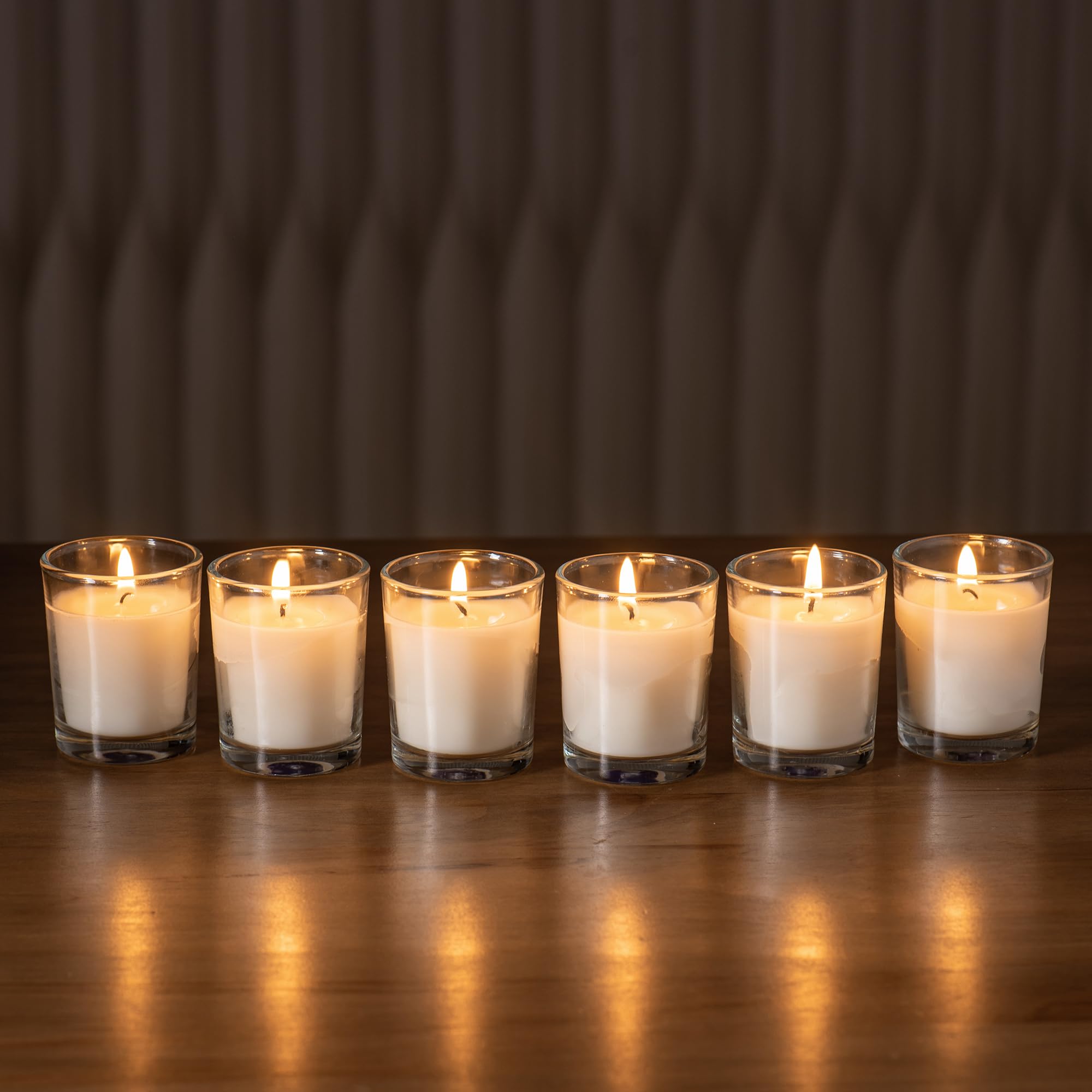 Housecret 72 Pack Warm White Unscented Clear Glass Filled Votive Candles. Hand Poured Wax Candle Ideal Gifts for Aromatherapy Sp