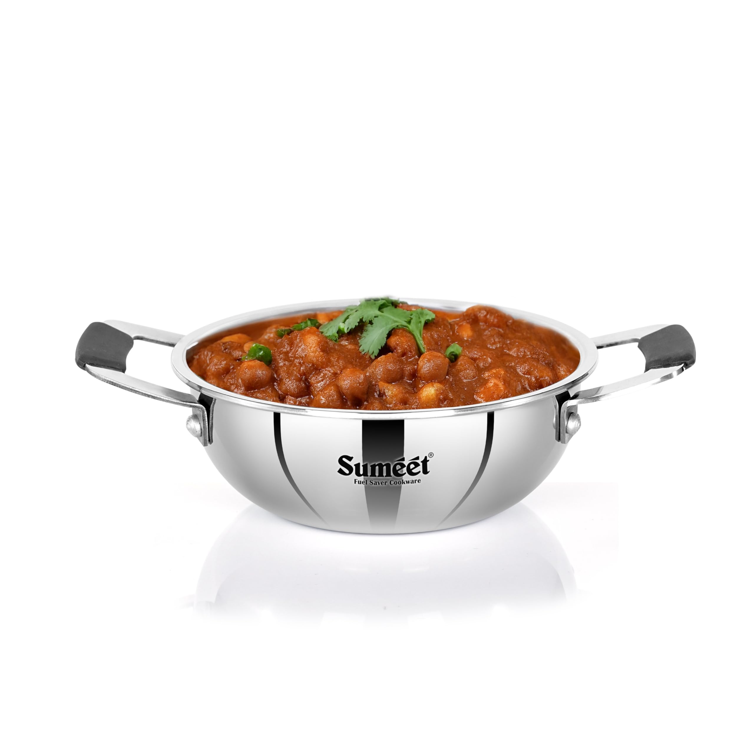 Sumeet Cook Smart ISI Certified TriPly (Steel  Aluminium  Steel) Mini Kadai with Silicon Grip | Induction and Gas Friendly | 