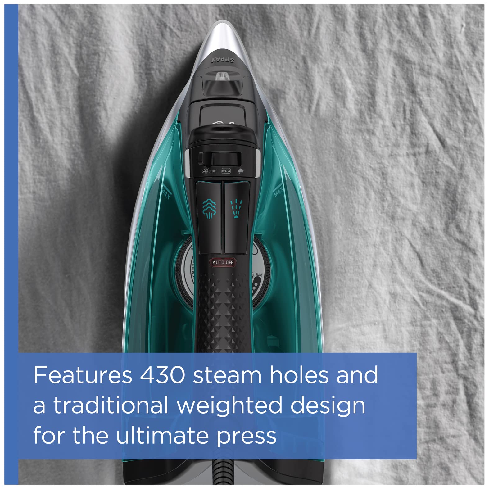 Rowenta, Iron, Pro Master Stainless Steel Soleplate Steam Iron For Clothes, 210 G/Min, 400 Microsteam Holes, 1775 Watts, Auto-Of