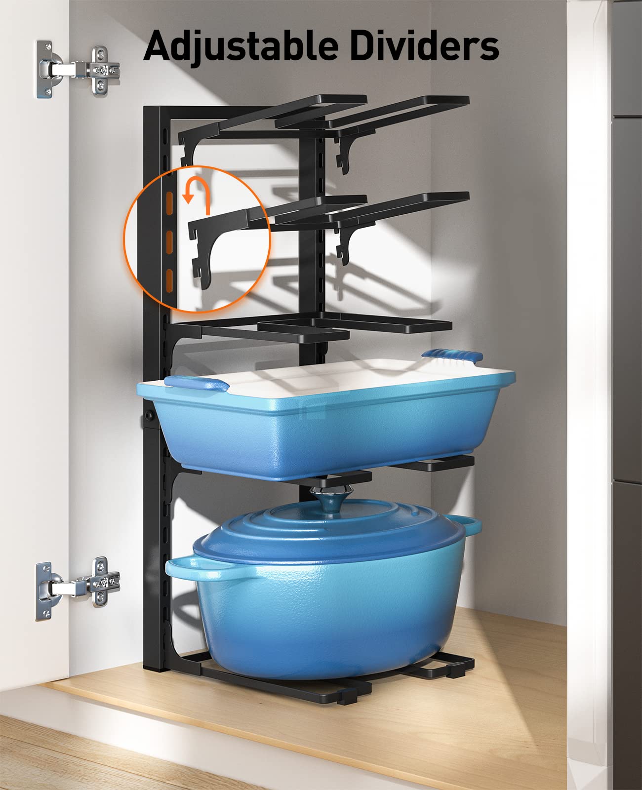 Ordora Pots And Pans Organizer: Under Cabinet, 21'' Height Heavy Duty 120Lbs Pots Pans Organizer Rack For Under Cabinet 8-Tier A