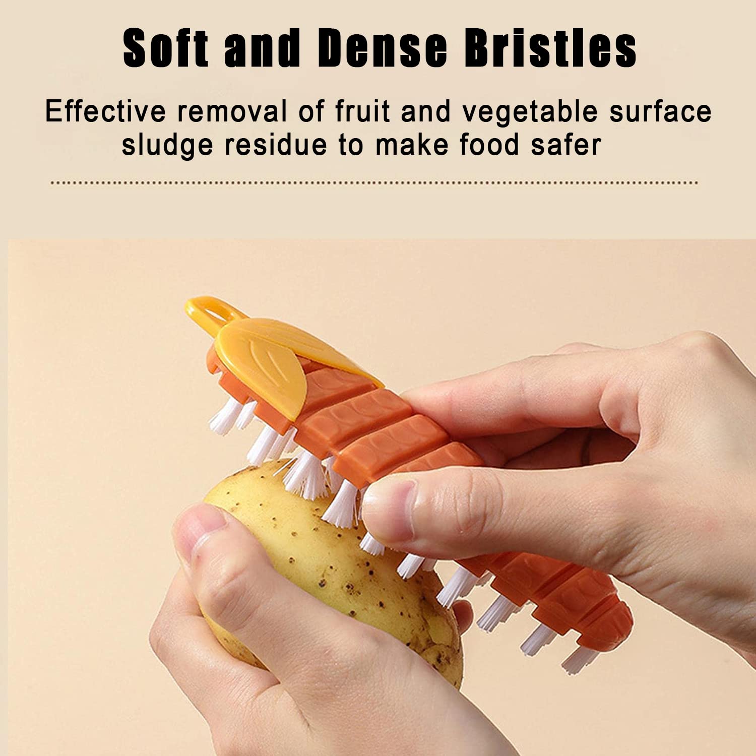 2 Pcs Vegetable Brush,Multiple Segments Are Bendable Fruit Vegetable Cleaning Brush For All Kinds Fruits Vegetables(Orange)