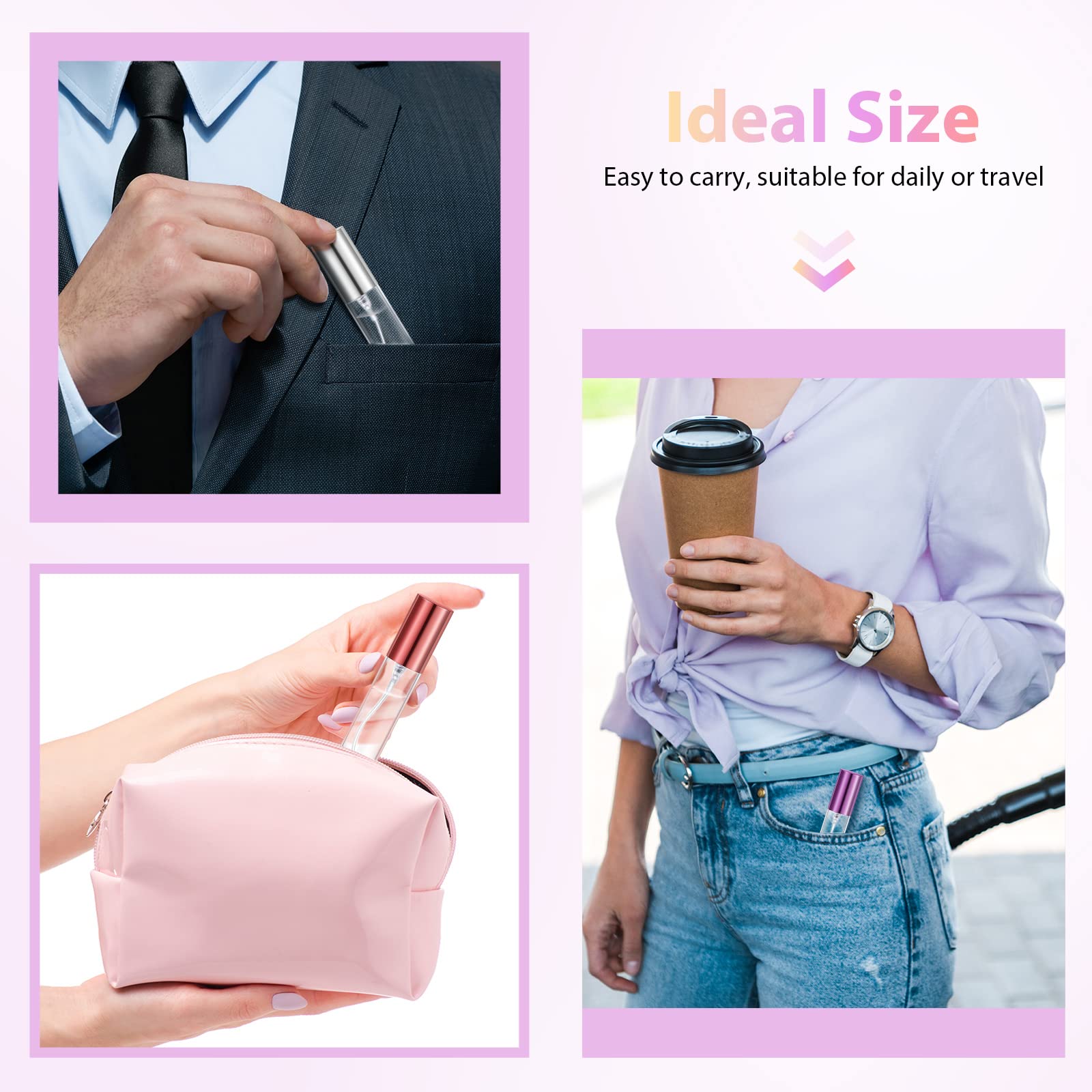 Yinder 25 Pcs 10Ml Travel Spray Bottle Refillable Perfume Atomizer Bulk Glass Mini Cologne Perfume Bottles Empty Fine Mist Porta