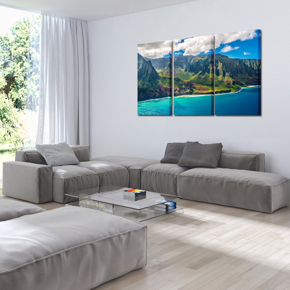 Kreative Arts - Large Nature Art Poster Print On Canvas View On Napali Coast On Kauai Island On Hawaii Landscape Pictures For Of