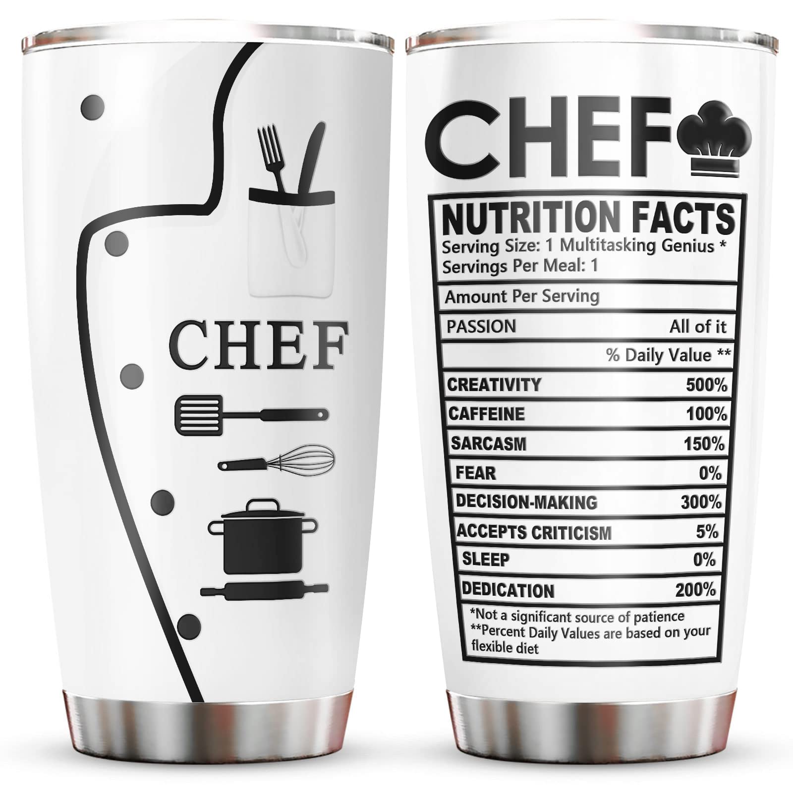 Jevuta Chef Gifts for Men, Ideal Gift for Chefs, Chef-Themed 20oz Tumbler with Lid, Cooking Lovers, Home Cooks, or Culinary Stud