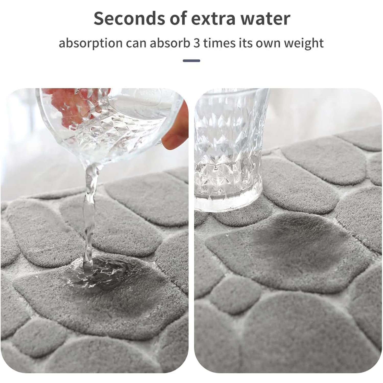 Yihouse Memory Foam Runner Rug, Cobblestone Bathroom Runner Rugs Super Water Absorbent Bath Mats For Bathroom Machine Washable B