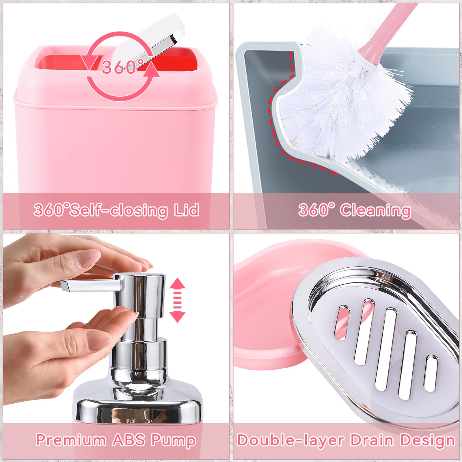 Xlhomo Bathroom Accessory Set-Bathroom Sets With Shower Curtain And Rugs, Non Slip Bathroom Rugs Super Absorbent, Pink Ombre Wat