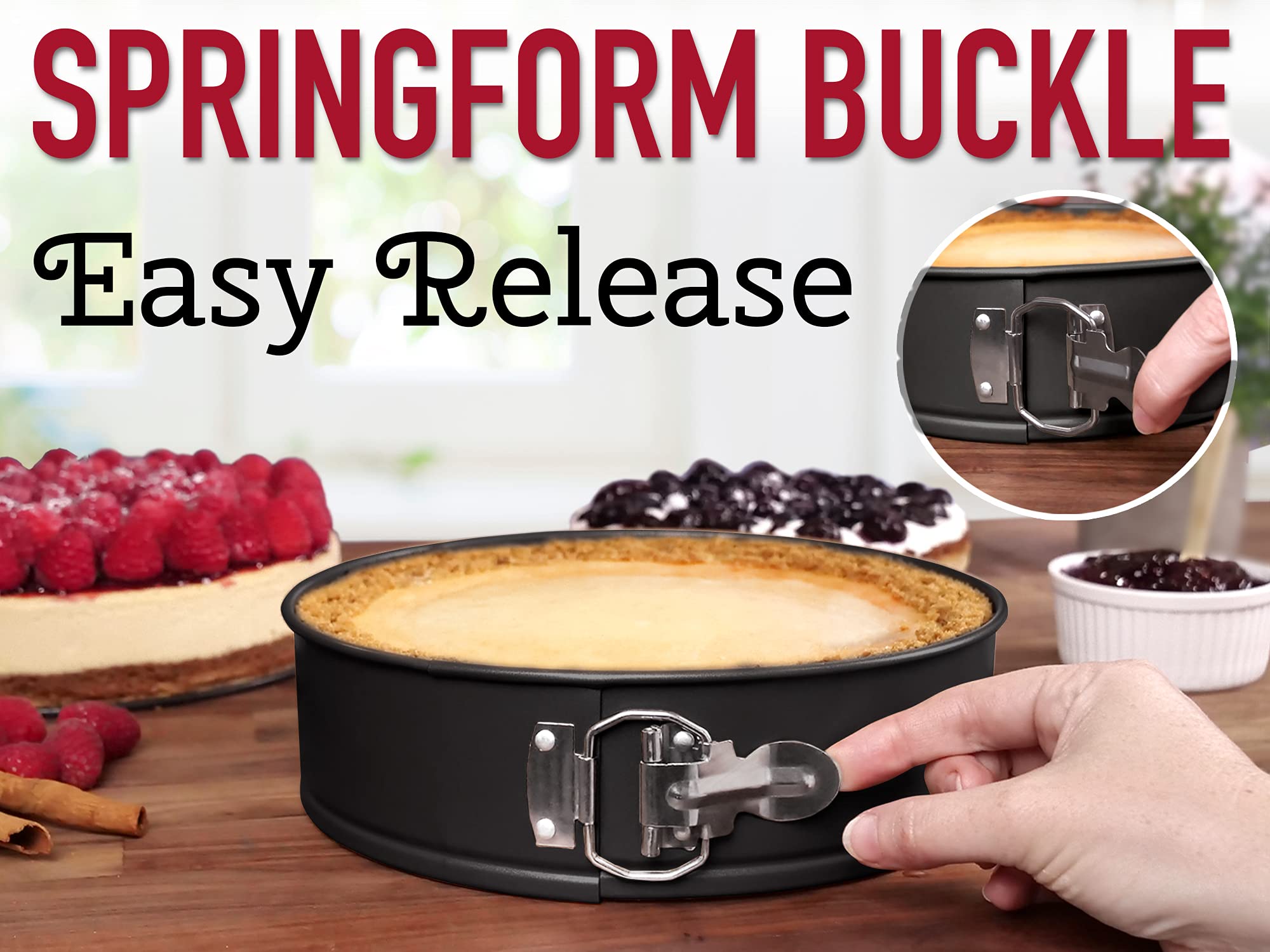 Zulay Kitchen 7-Inch Non-Stick Cheesecake Pan -Leakproof Springform Pan With Removable Bottom And Easy Release - Round Cake Pan