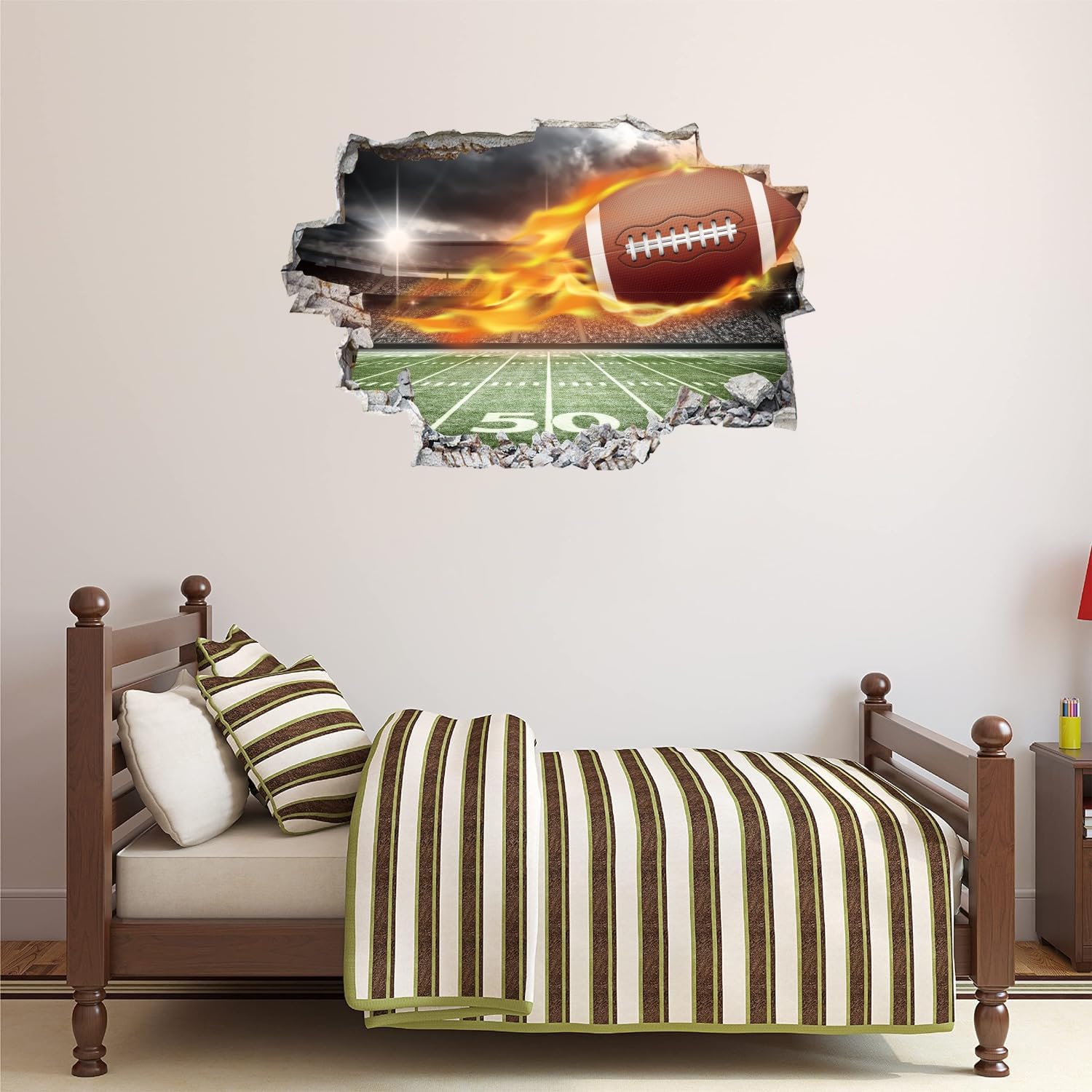 Toarti 3D Rugby Wall Sticker Football Wall Decals For Boys Room Rugby Wall Art Decal For Boys Bedroom Sports Room Decoration Foo
