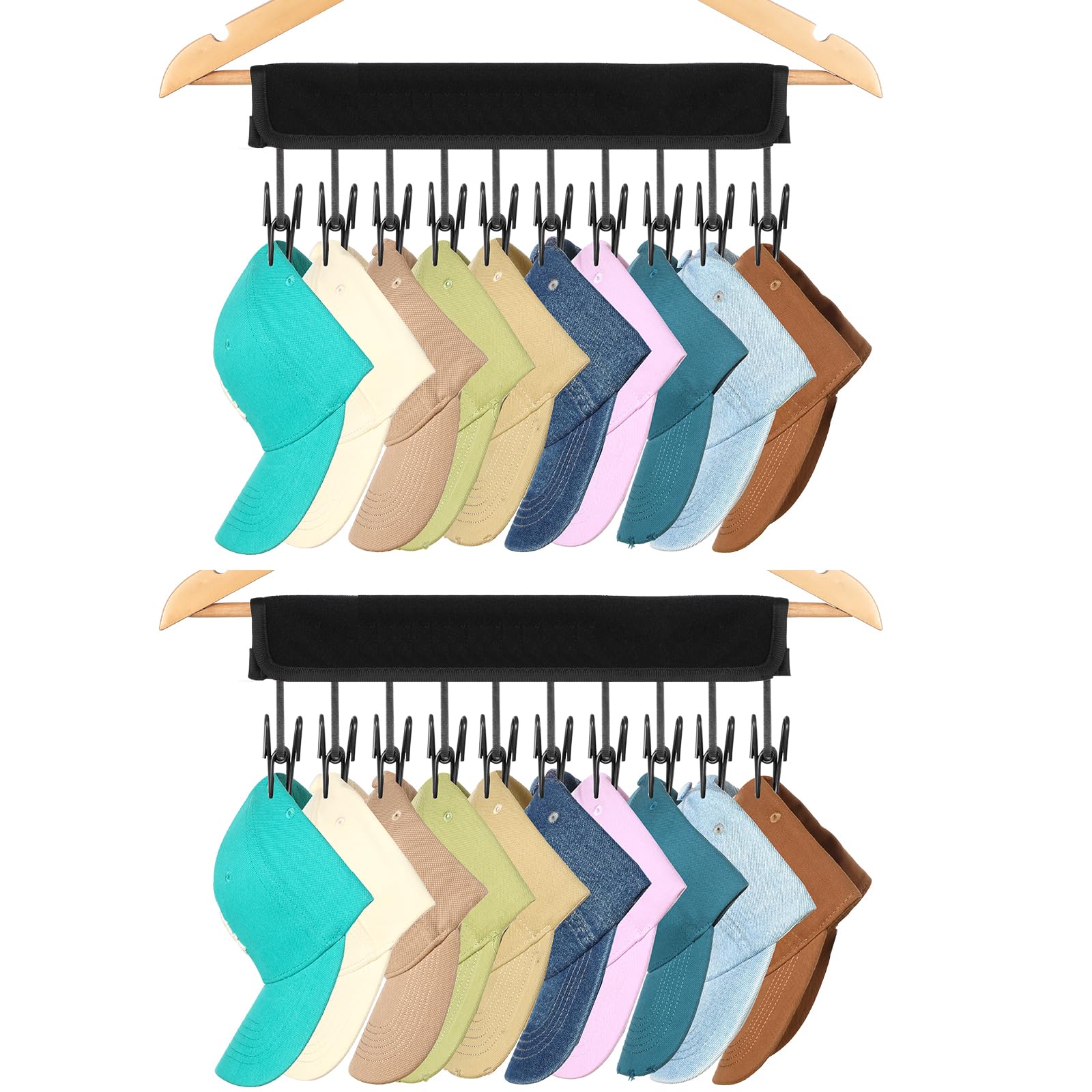 2 Pack Hat Organizer For Baseball Caps, Hat Rack For Hanger, Hat Holder For Closet Organizers And Storage, Baseball Cap Organize