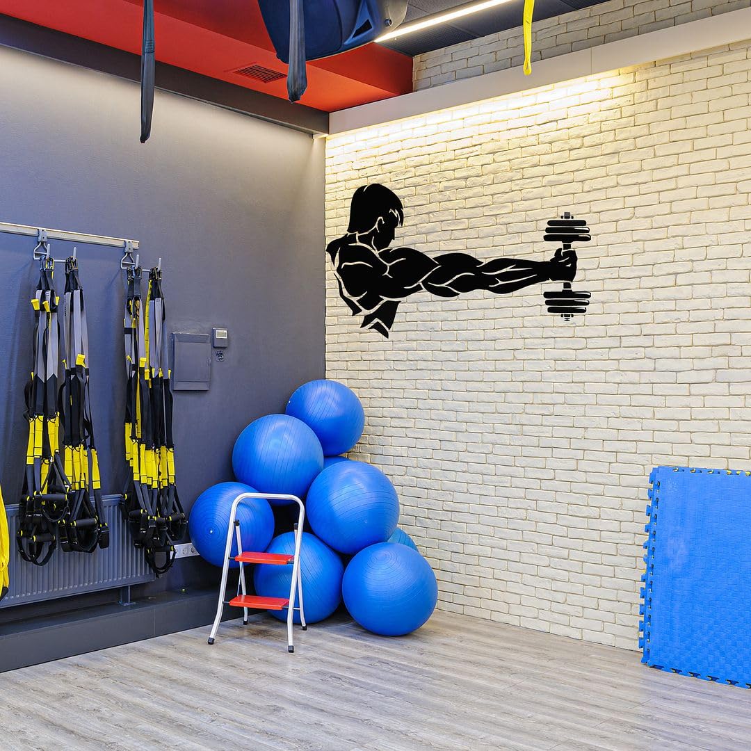 CVANU Transparent Gym Self-Adhesive Vinyl Wall Sticker for Wall Decoration (48.23cmX90cm) Black_S291