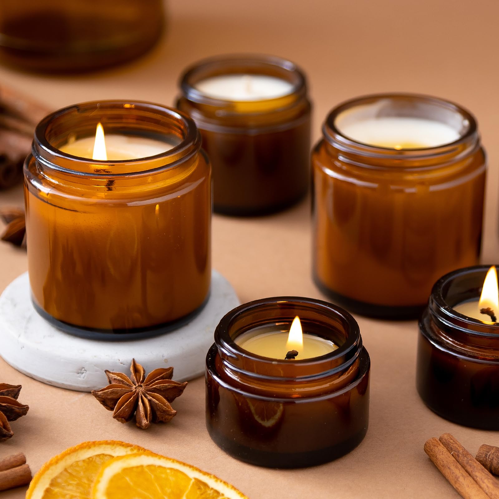 Keywing 4Oz Small Glass Jars With Black Lids, 24 Pack Amber Empty Cosmetic Containers Round Glass Jar With Inner Liners For Loti