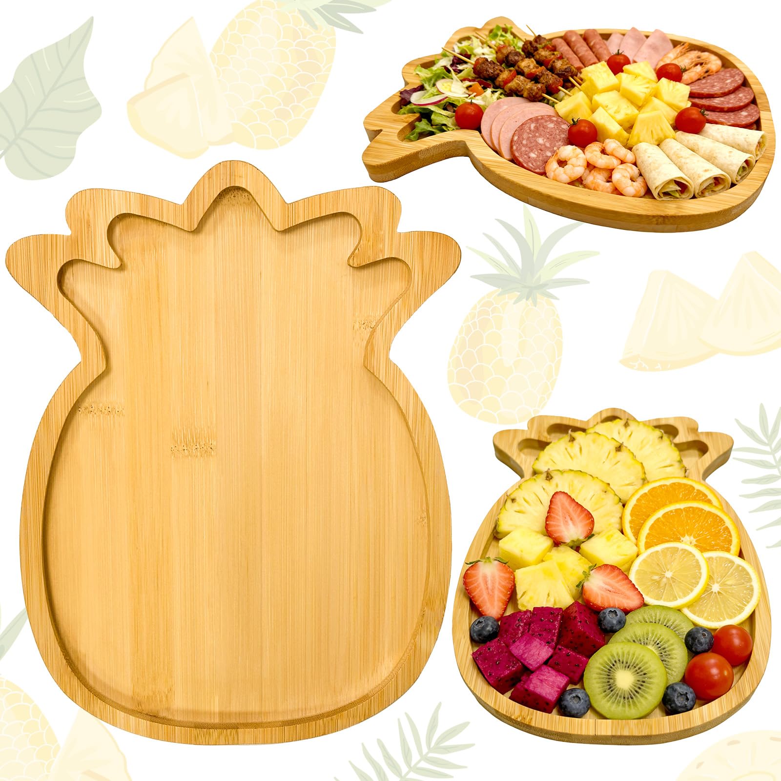 Barri Design Pineapple Charcuterie Board Fruit Theme Party Supplies Platter for Table Decor Wooden Summer Baby Shower Decoration
